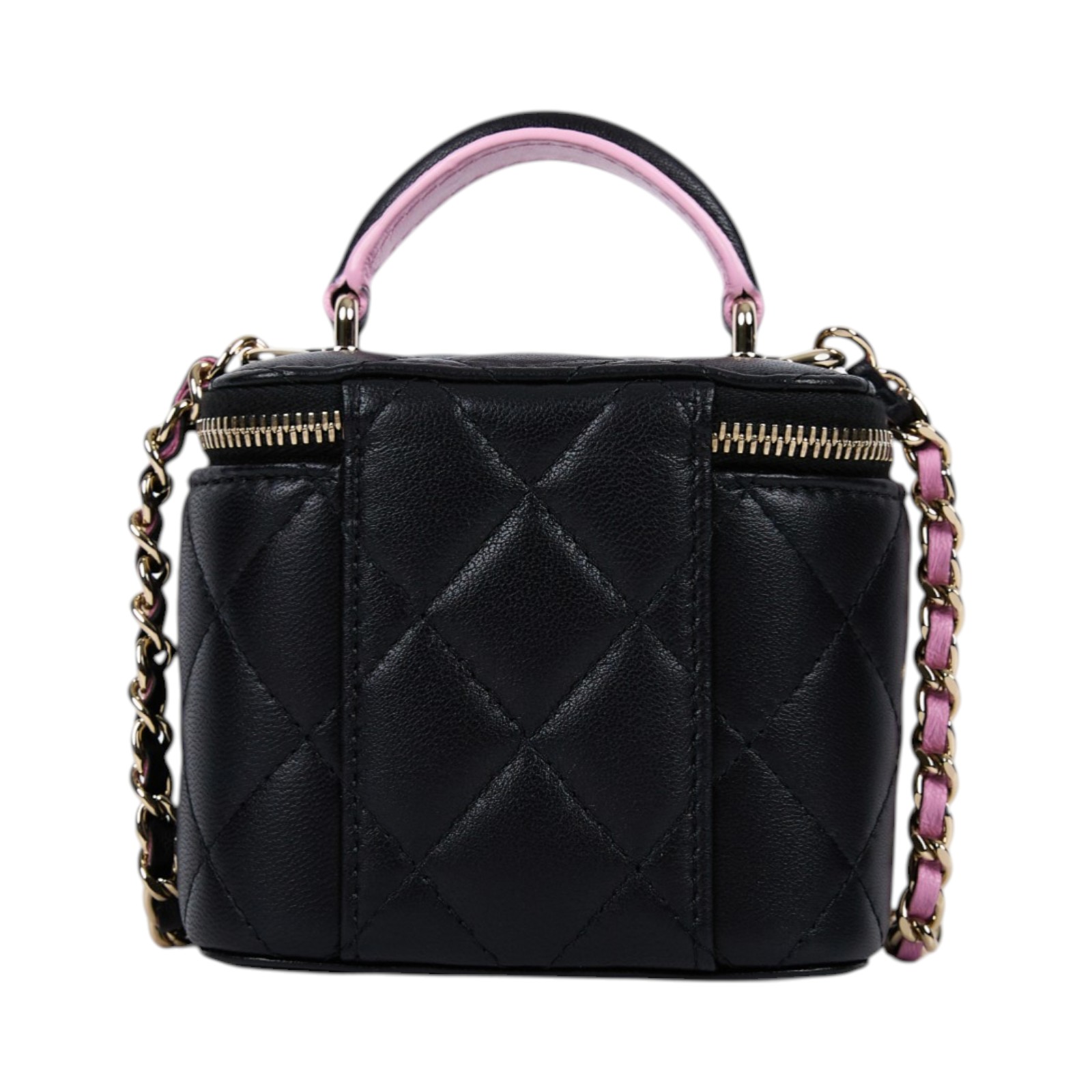 香奈兒 CHANEL Vanity Case 迷你 化妝箱 AP2198 晶片款 黑拚粉手提化妝箱 原廠盒子/防塵袋