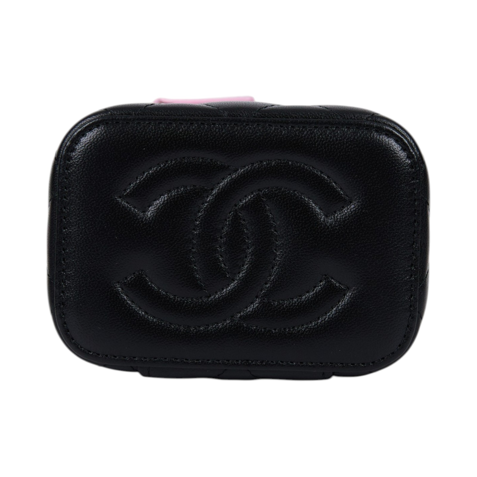 香奈兒 CHANEL Vanity Case 迷你 化妝箱 AP2198 晶片款 黑拚粉手提化妝箱 原廠盒子/防塵袋