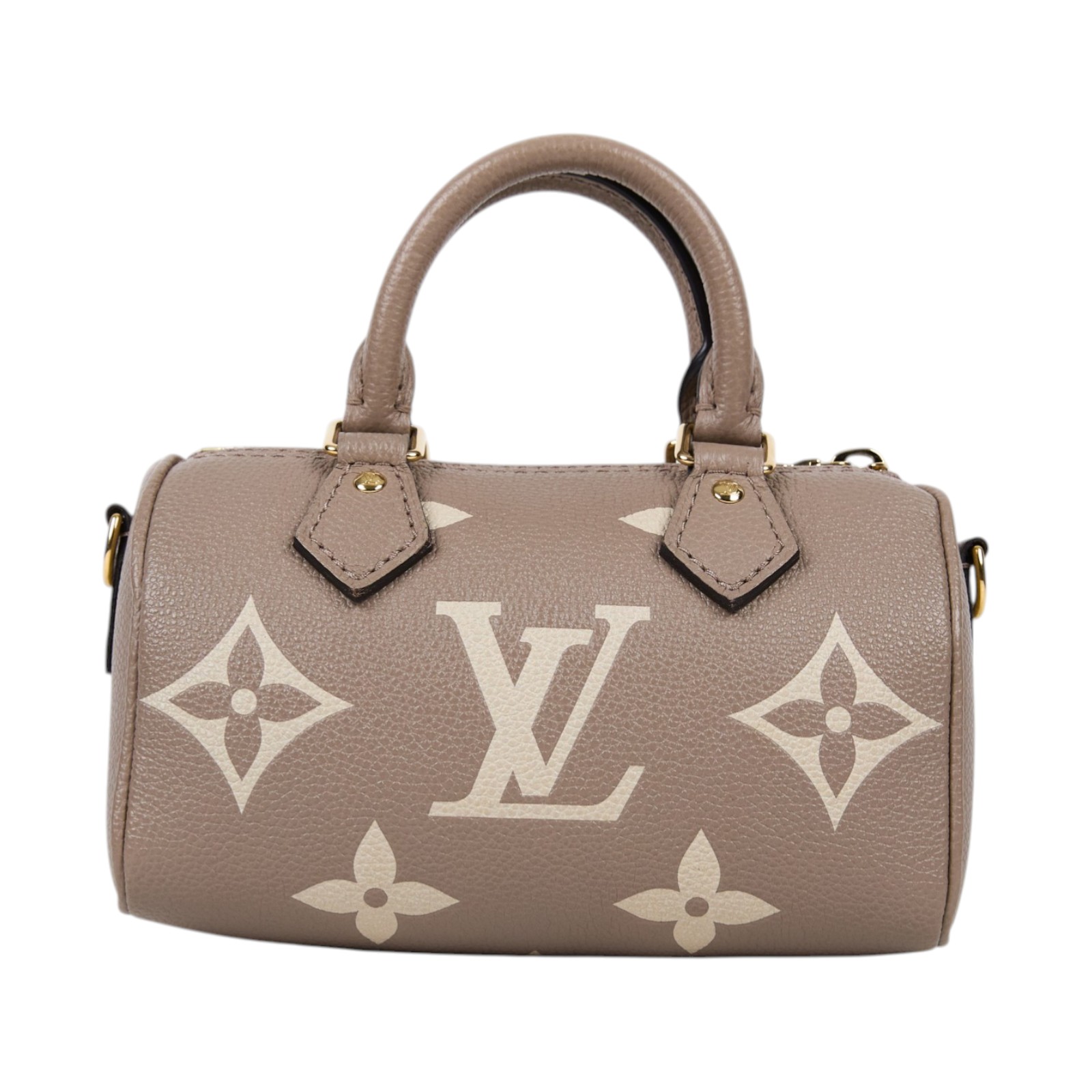 路易威登 LOUIS VUITTON Nano Speedy 手提 斜背 肩背包 灰色 奶油色 M82890 晶片款  原廠盒子/防塵袋