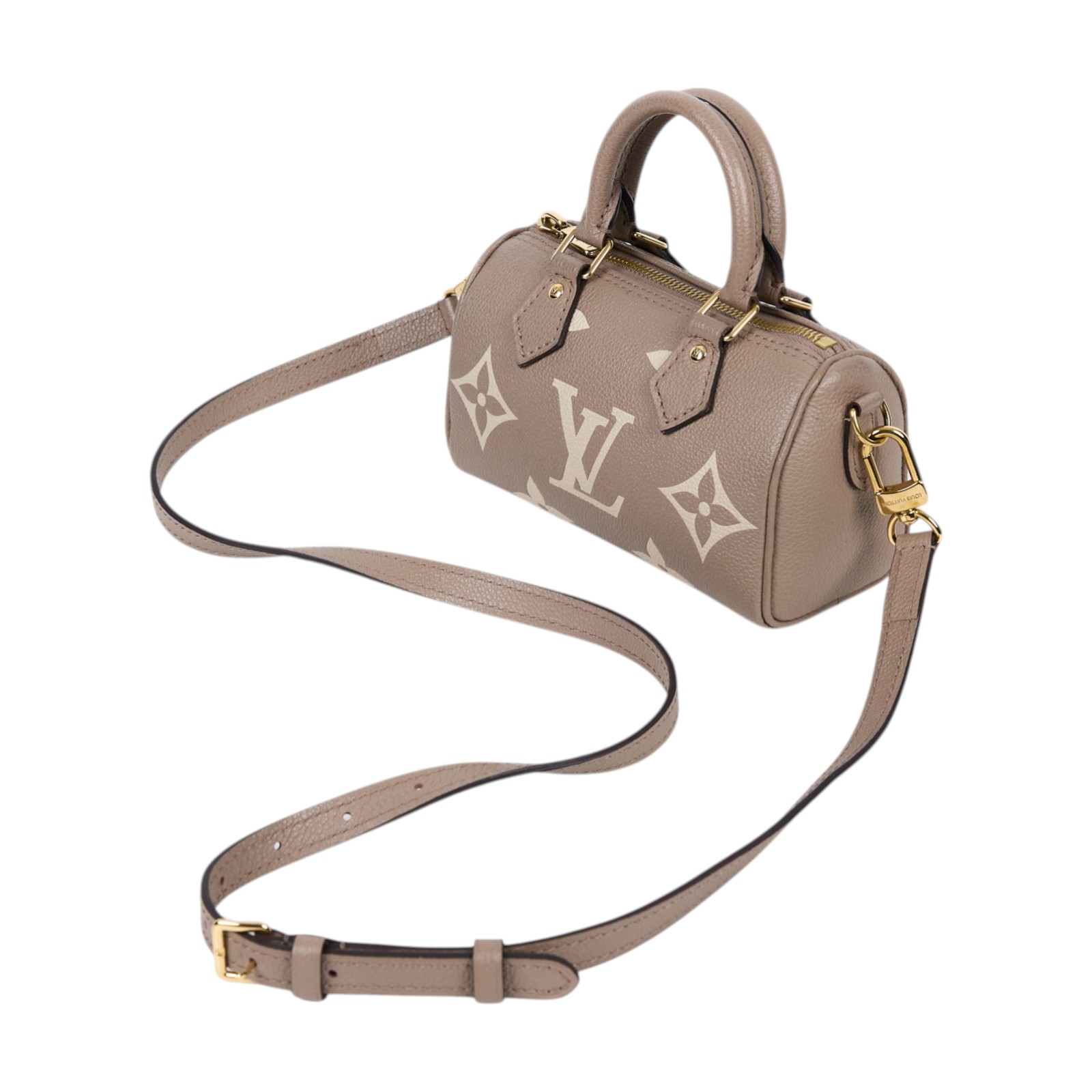 路易威登 LOUIS VUITTON Nano Speedy 手提 斜背 肩背包 灰色 奶油色 M82890 晶片款  原廠盒子/防塵袋