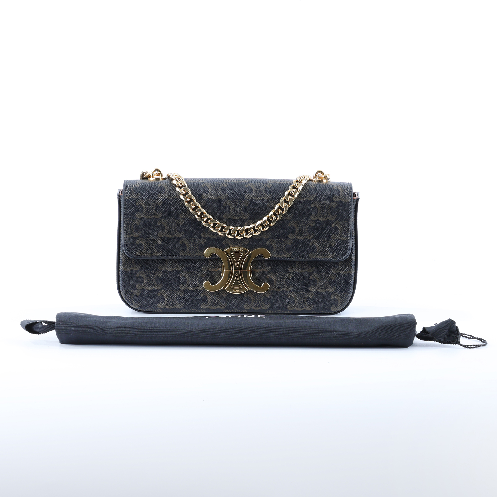 思琳 CELINE 凱旋門 TRIOMPHE Trionf 肩背包 197992DQW 棕TRIOMPHE鍊條包 防塵袋