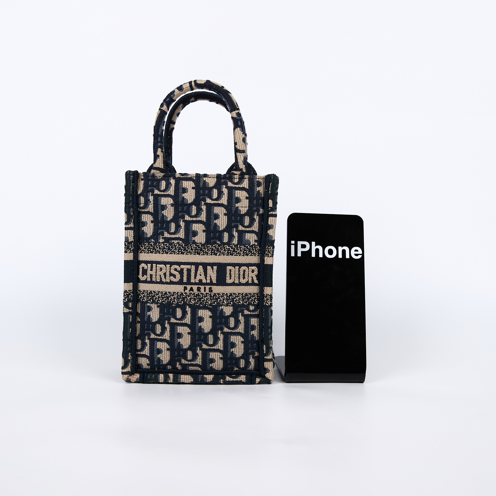 迪奧 CHRISTIAN DIOR Book Tote 迷你 直向 肩背 托特包 S5555CRIW 藍緹花帆布直立BOOK TOTE MINI 防塵袋