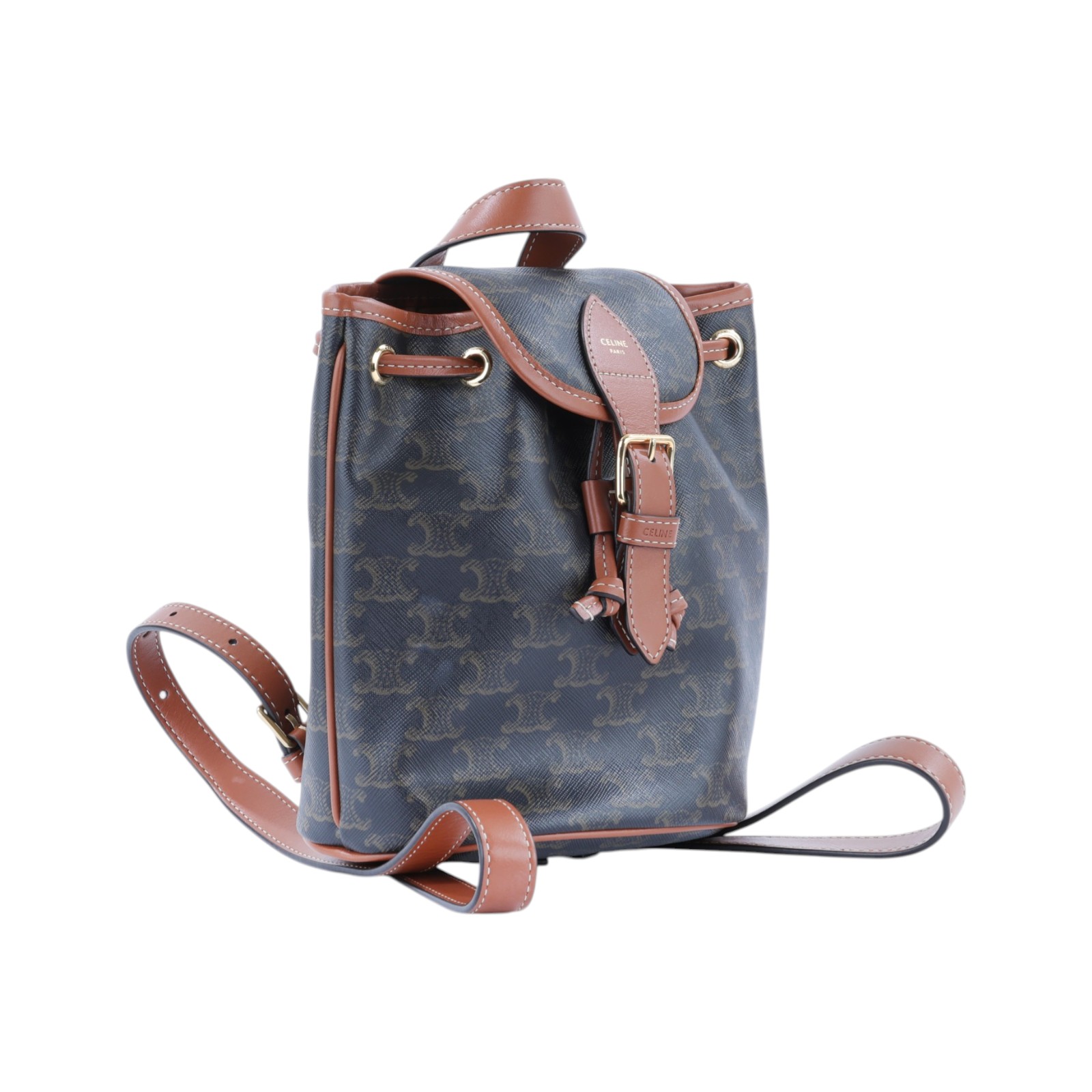 思琳 CELINE Triomphe帆布 小牛皮 迷你 Folco 後背包 197662CAS 原花TRIOMPHE FOLCO後背包 防塵袋