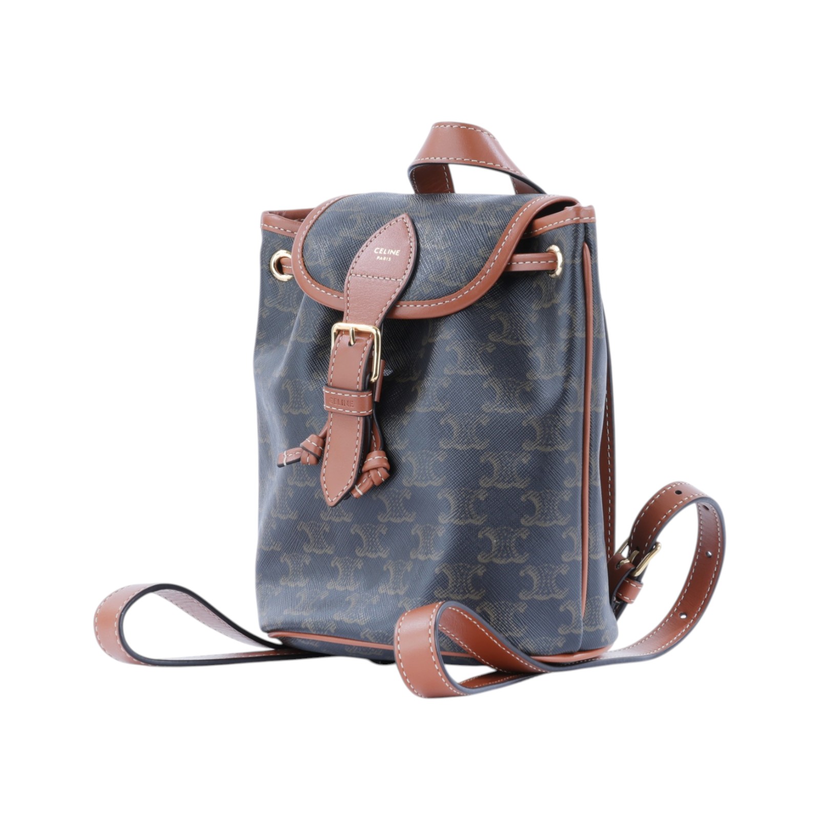 思琳 CELINE Triomphe帆布 小牛皮 迷你 Folco 後背包 197662CAS 原花TRIOMPHE FOLCO後背包 防塵袋