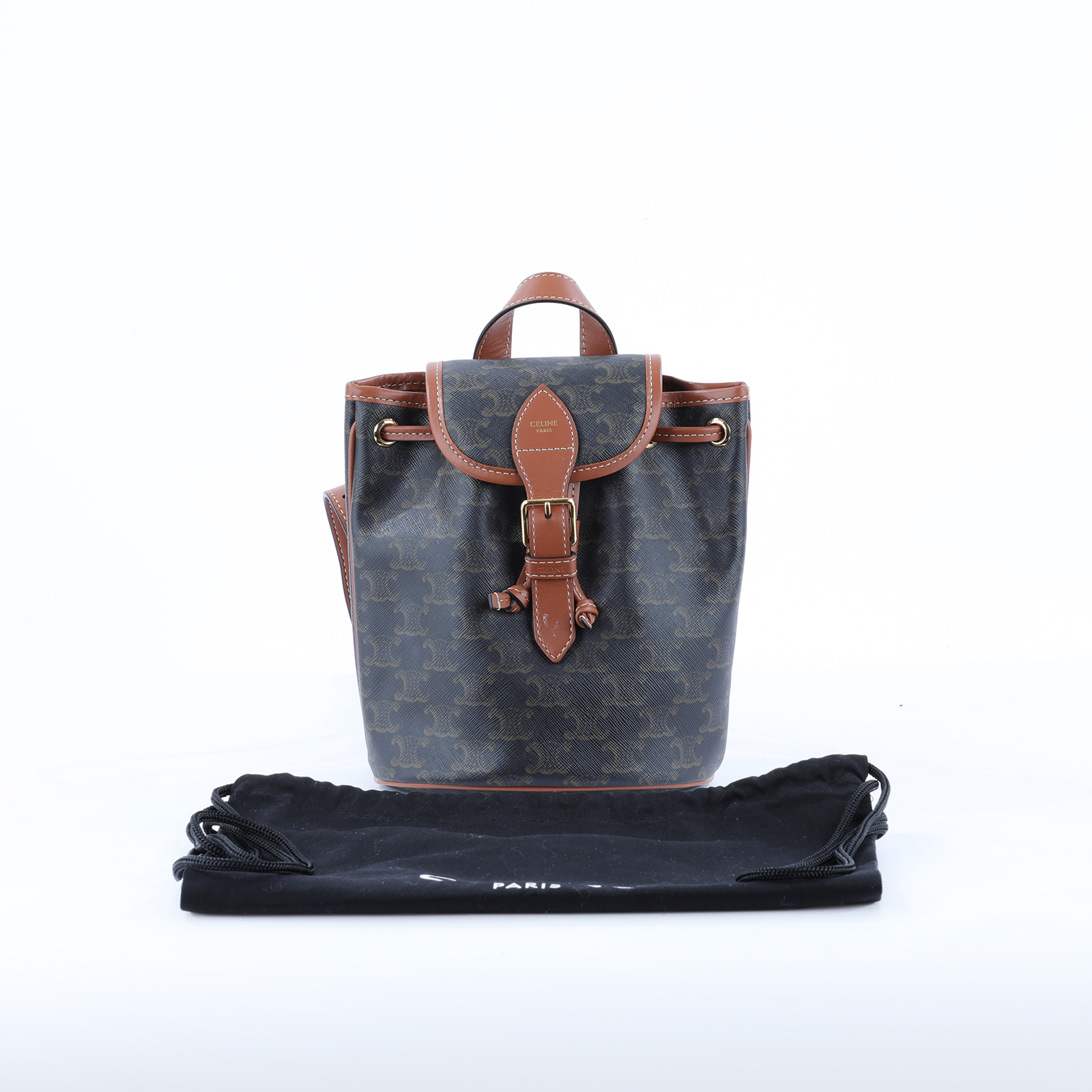 思琳 CELINE Triomphe帆布 小牛皮 迷你 Folco 後背包 197662CAS 原花TRIOMPHE FOLCO後背包 防塵袋