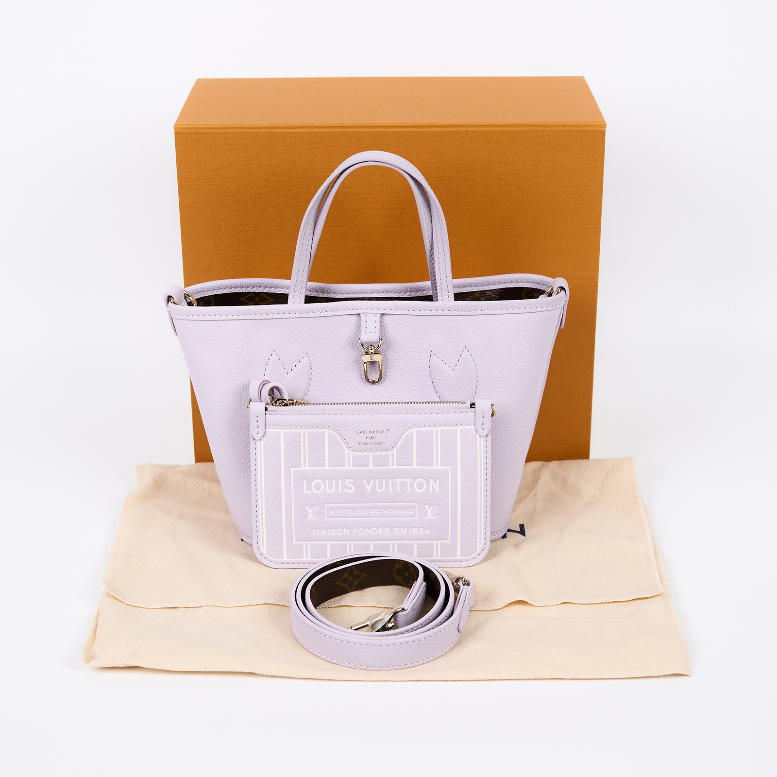 路易威登 LOUIS VUITTON Neverfull Bandouliere Inside Out BB 手提包 肩背包 斜背包 M25656 晶片款  原廠盒子/防塵袋/背帶