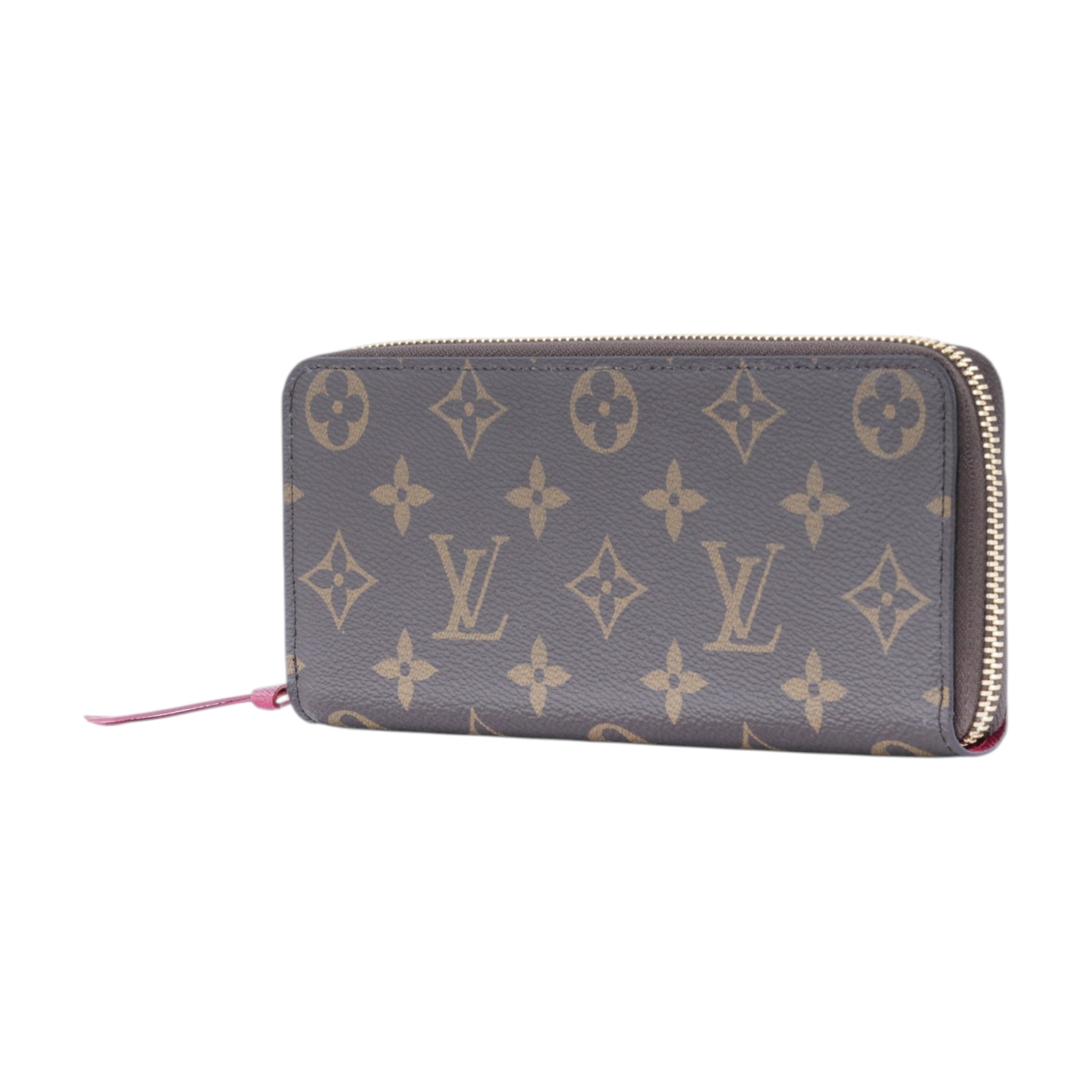 路易威登 LOUIS VUITTON Clémence 錢包 拉鍊 長夾 經典帆布 紫紅色 M60742 晶片款 原花Clémence拉鍊長夾 原廠盒子/防塵袋
