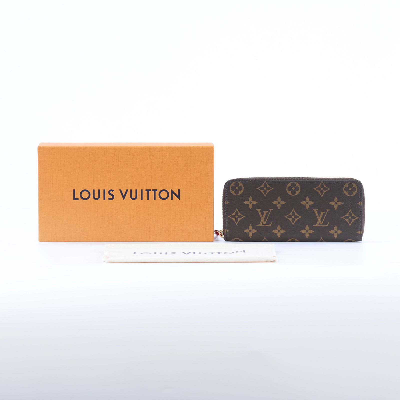 路易威登 LOUIS VUITTON Clémence 錢包 拉鍊 長夾 經典帆布 紫紅色 M60742 晶片款 原花Clémence拉鍊長夾 原廠盒子/防塵袋