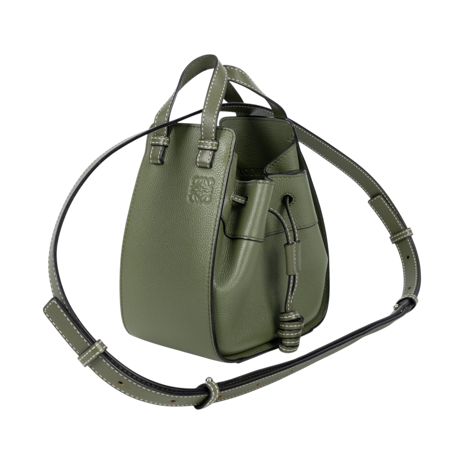 羅意威 LOEWE Mini Hammock drawstring 束口 迷你 小牛皮 肩背 吊床包 314.30.V07 綠MINI HAMMOCK 無附屬品