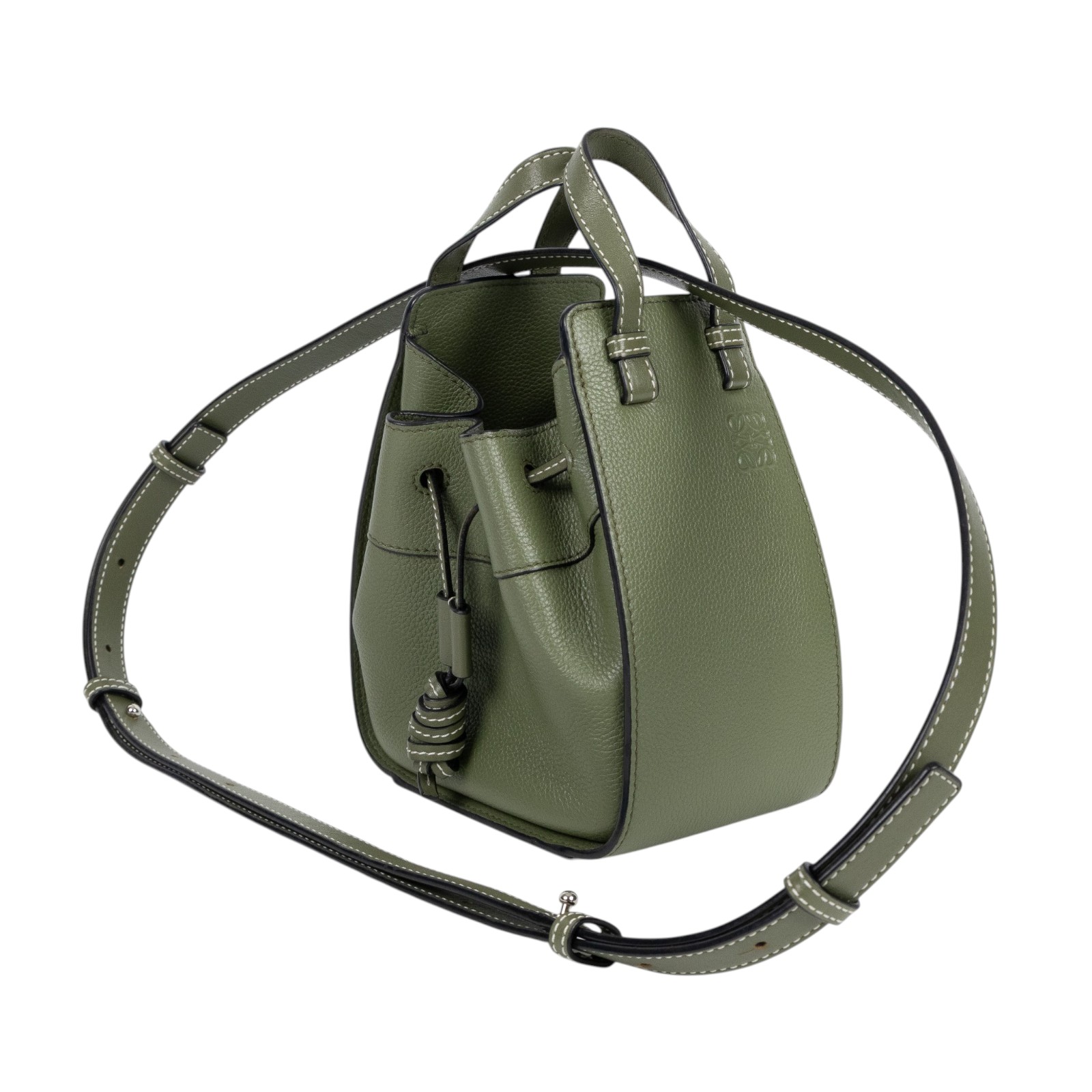 羅意威 LOEWE Mini Hammock drawstring 束口 迷你 小牛皮 肩背 吊床包 314.30.V07 綠MINI HAMMOCK 無附屬品