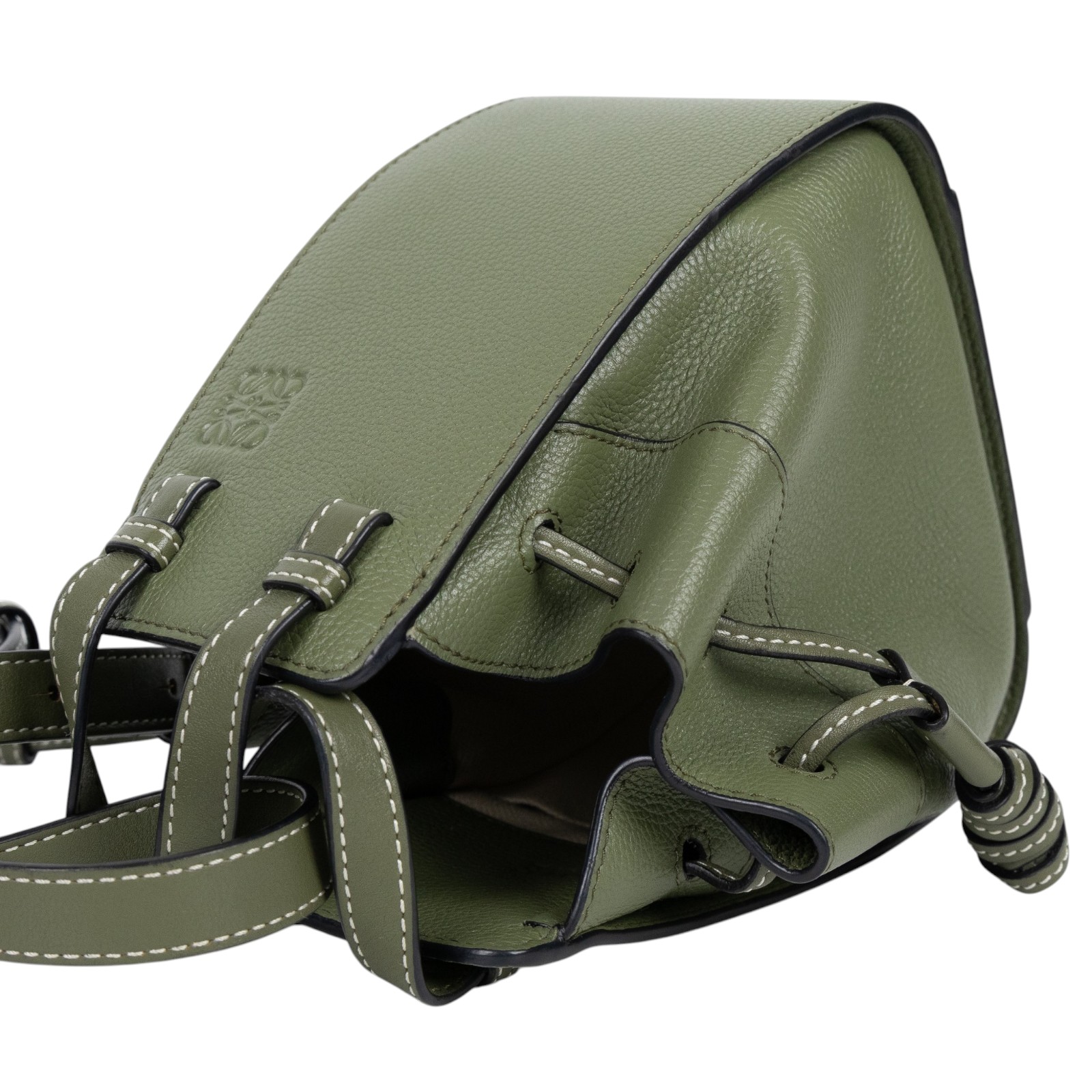 羅意威 LOEWE Mini Hammock drawstring 束口 迷你 小牛皮 肩背 吊床包 314.30.V07 綠MINI HAMMOCK 無附屬品