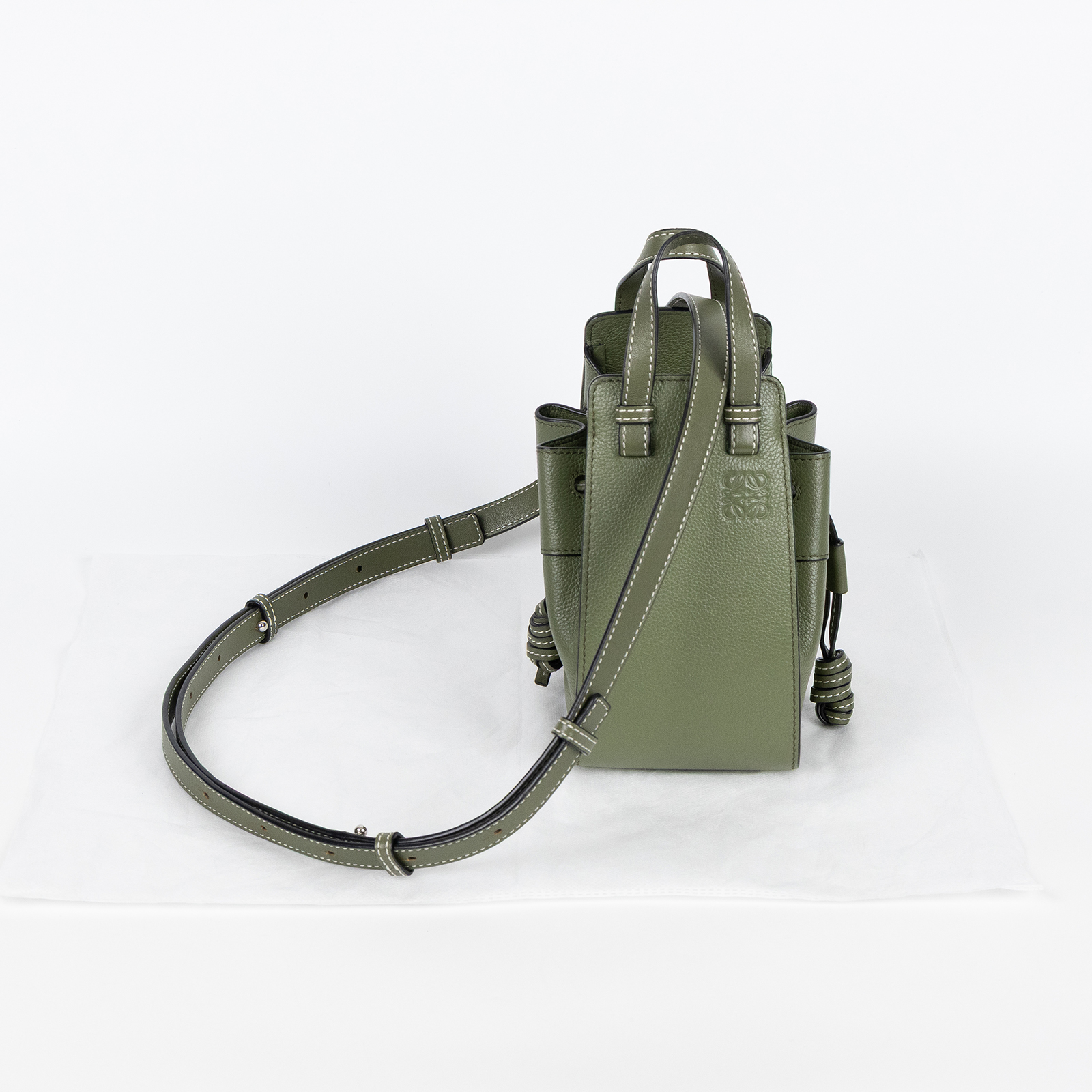 羅意威 LOEWE Mini Hammock drawstring 束口 迷你 小牛皮 肩背 吊床包 314.30.V07 綠MINI HAMMOCK 無附屬品