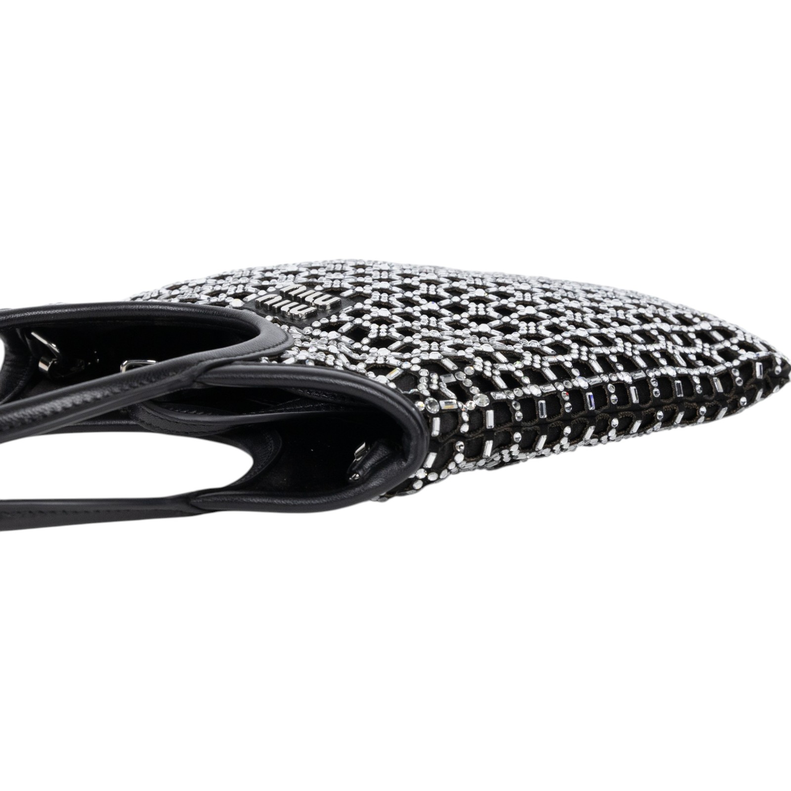 繆繆 MIU MIU Ivy 帆布手袋 迷你 5BA281_2F7L 黑緞面水鑽IVY 防塵袋