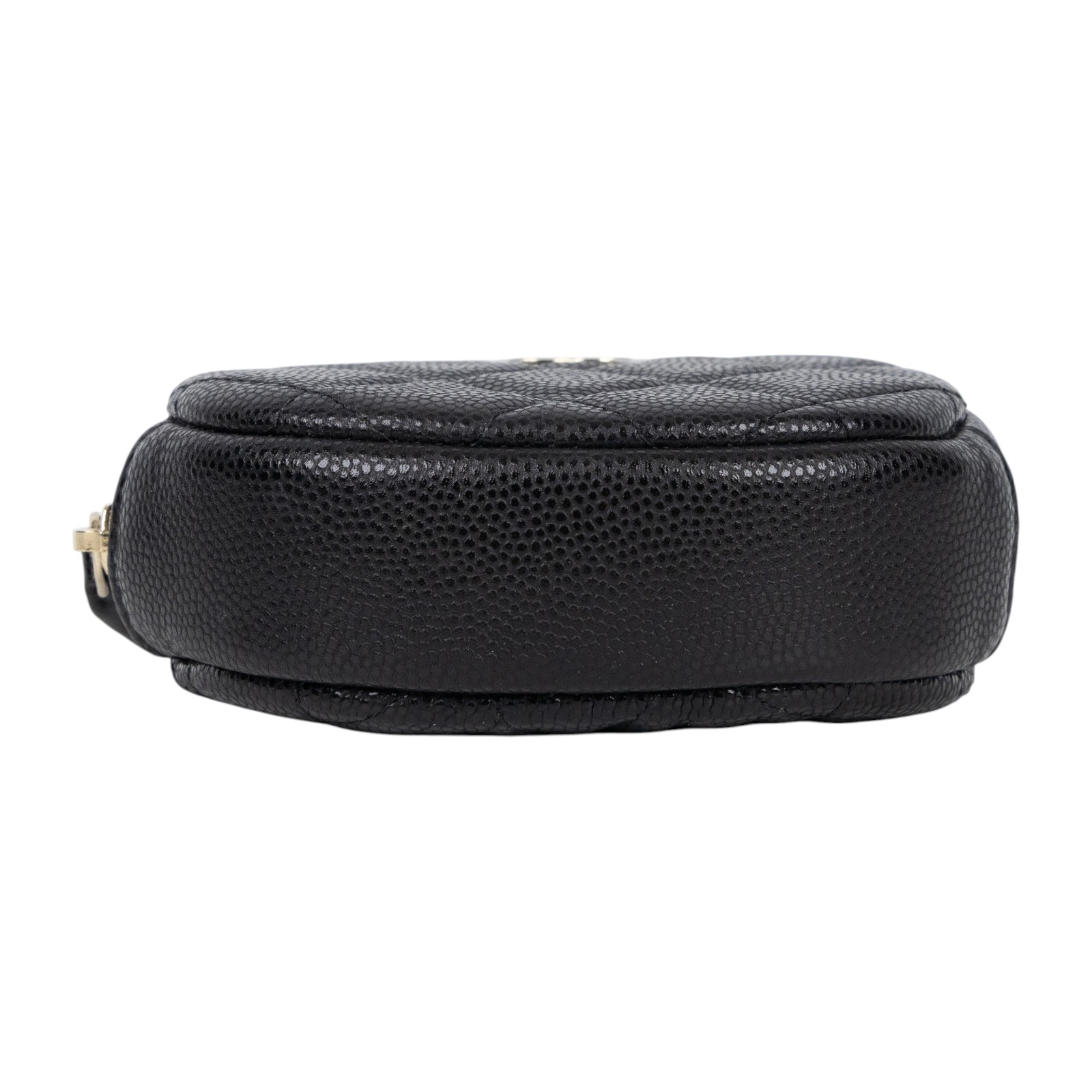 香奈兒 CHANEL CC logo 零錢包 A68995 黑金荔枝橢圓拉鍊零錢包 原廠盒子/防塵袋/保證卡