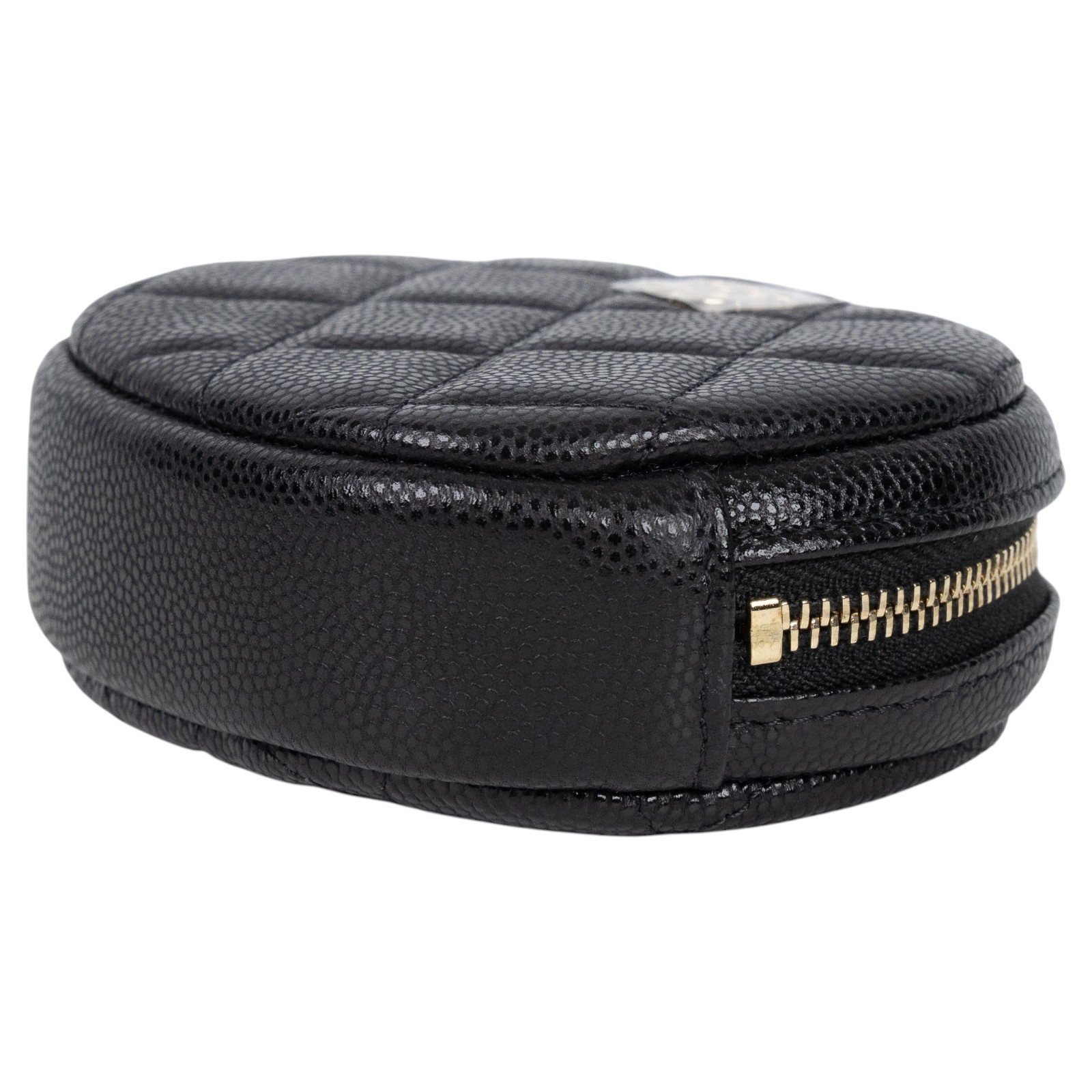 香奈兒 CHANEL CC logo 零錢包 A68995 黑金荔枝橢圓拉鍊零錢包 原廠盒子/防塵袋/保證卡