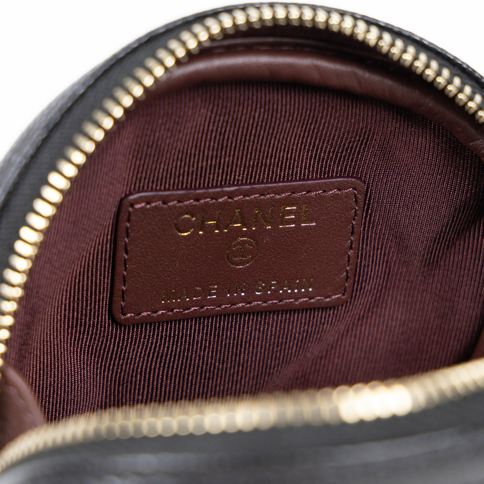 香奈兒 CHANEL CC logo 零錢包 A68995 黑金荔枝橢圓拉鍊零錢包 原廠盒子/防塵袋/保證卡