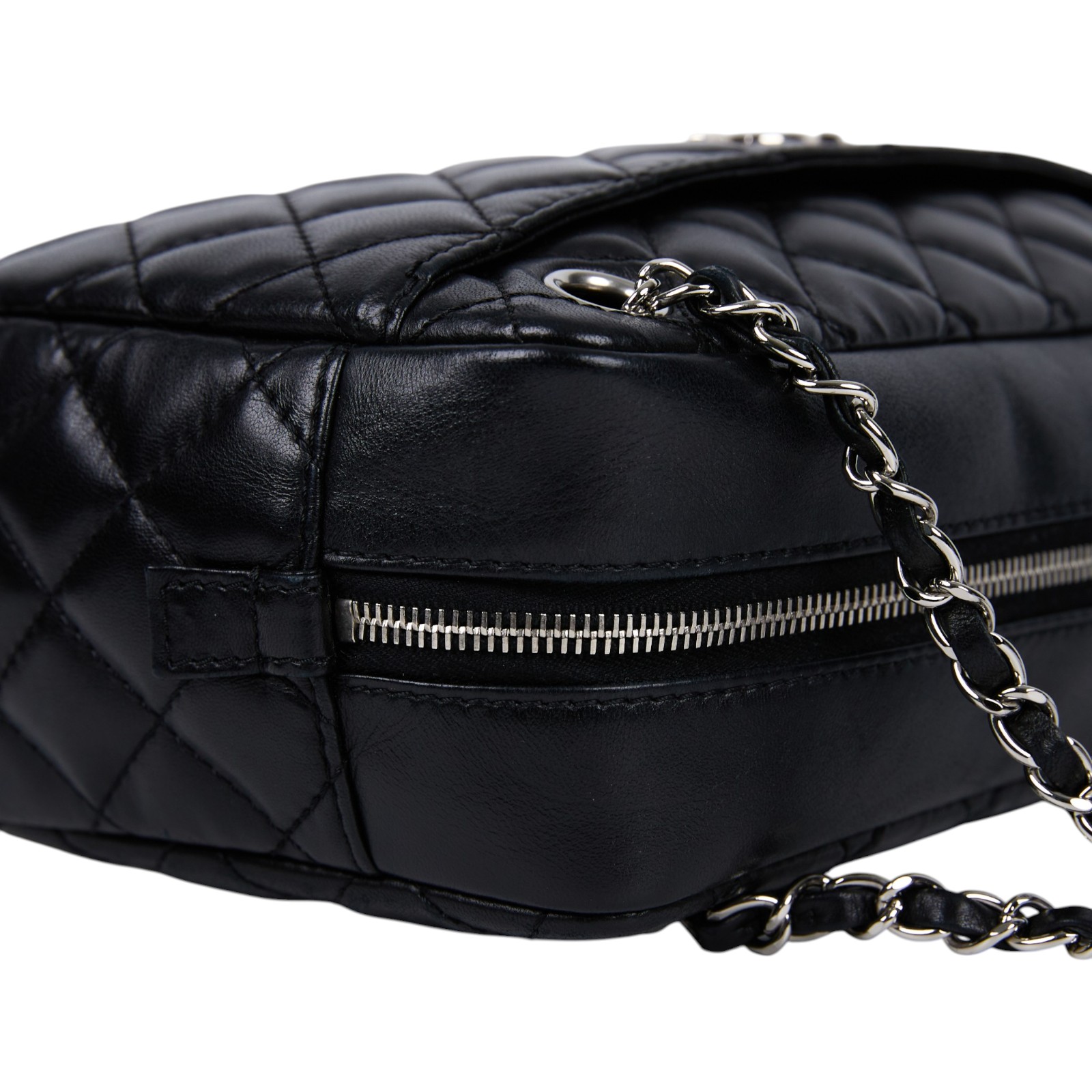 香奈兒 CHANEL Matelasse 肩背包  12開黑銀羊肩背包 防塵袋/保證卡