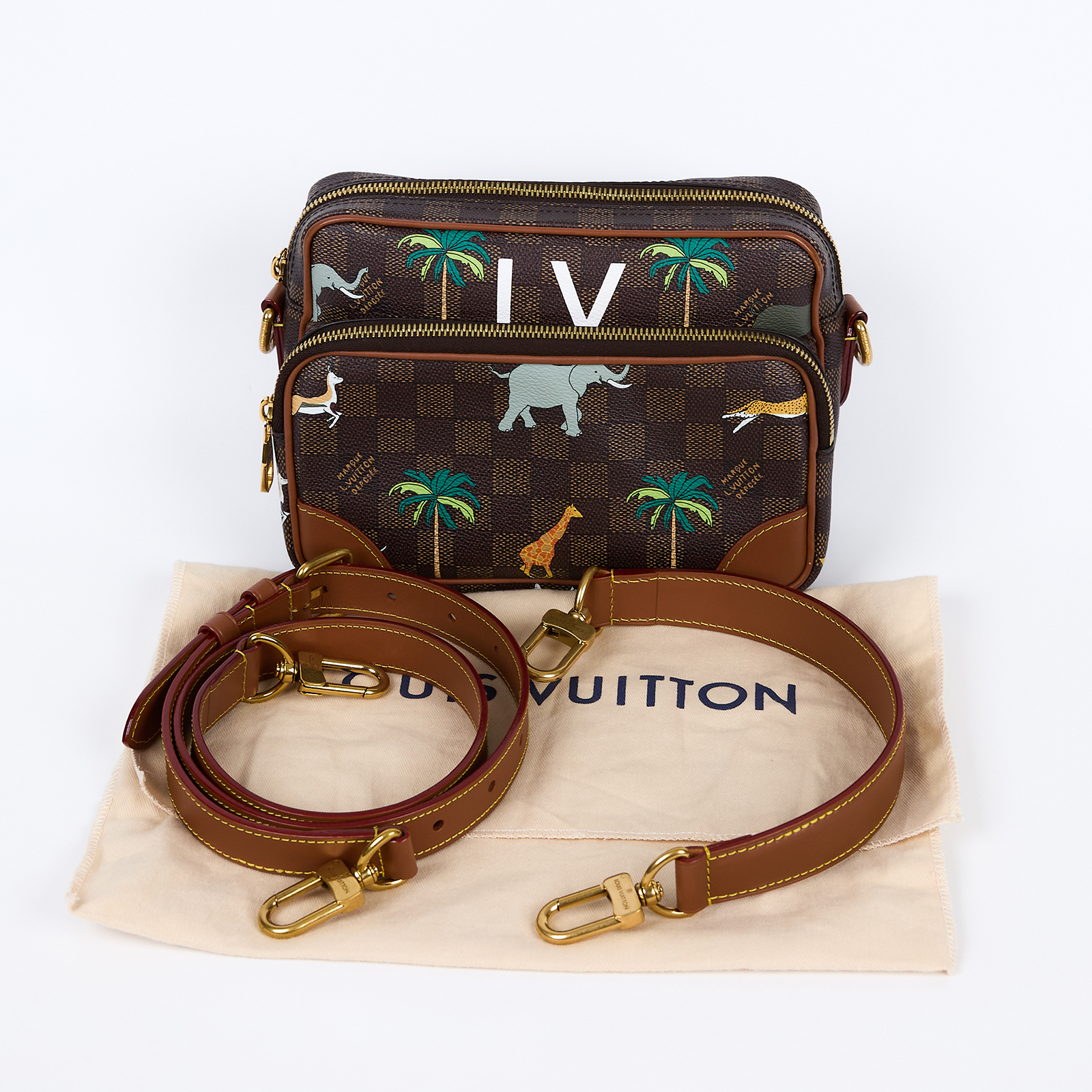 路易威登 LOUIS VUITTON Nil x The Darjeeling Limited 肩背包 斜背包 N40863 晶片款  防塵袋/背帶