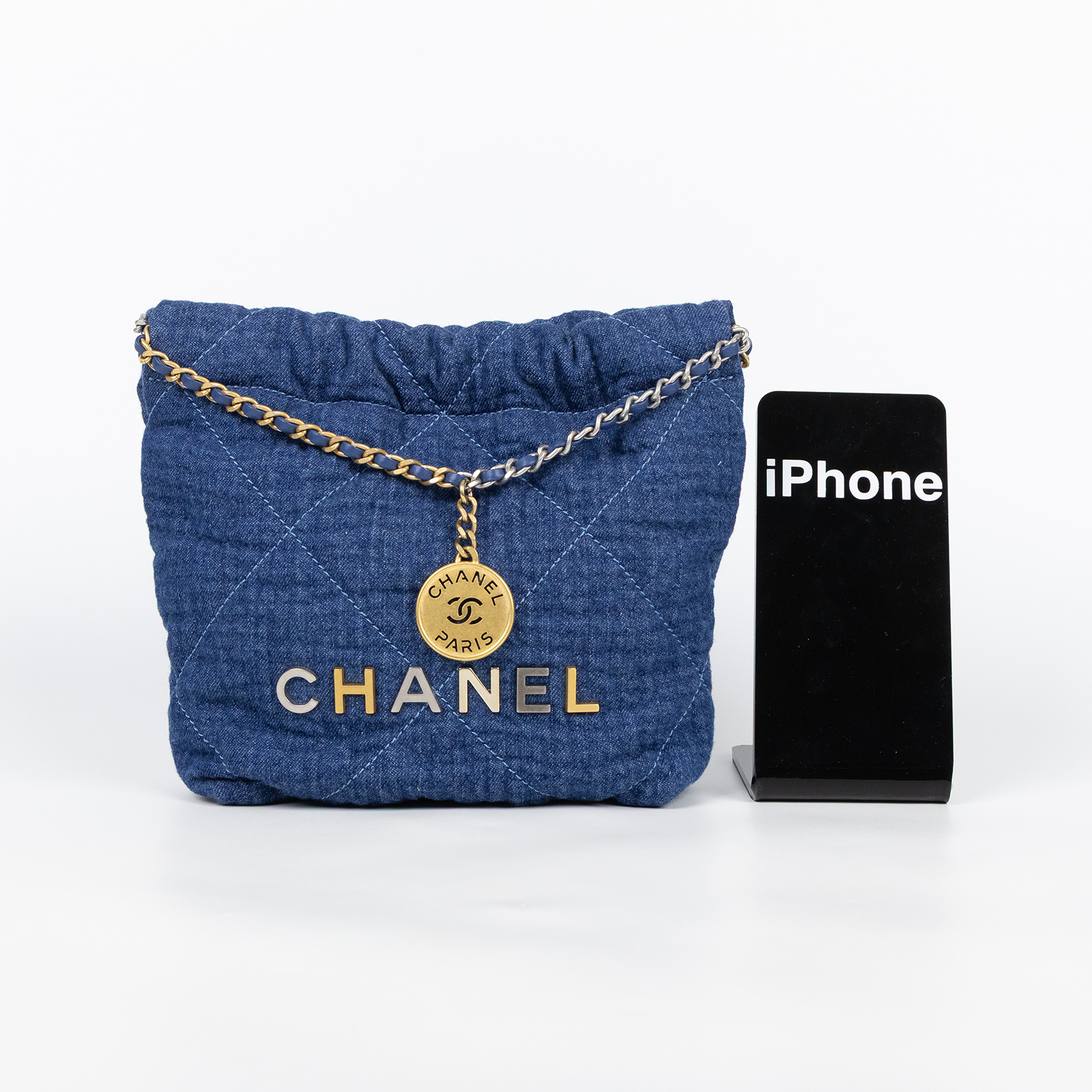 香奈兒 CHANEL 22 迷你 束口包 AS3980 B20818 晶片款 丹寧22包 MINI 新版 原廠盒子/防塵袋/背帶/購買證明影本