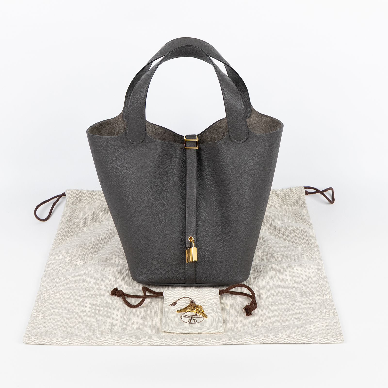 愛馬仕 Hermes Picotin Lock 22 菜籃子包 PT22 U刻 灰PICOTIN22 防塵袋/鎖組