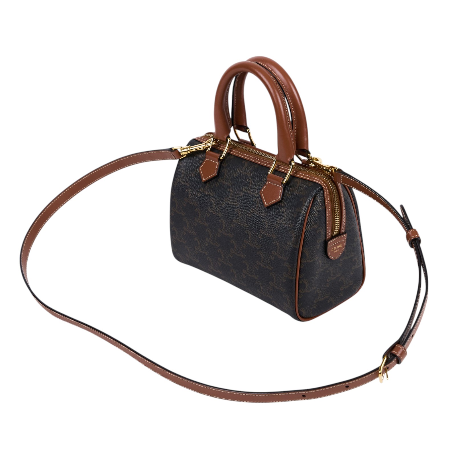 思琳 CELINE 標誌印花 波士頓包 小型 113772CAS 棕凱旋波士頓包 小號 背帶