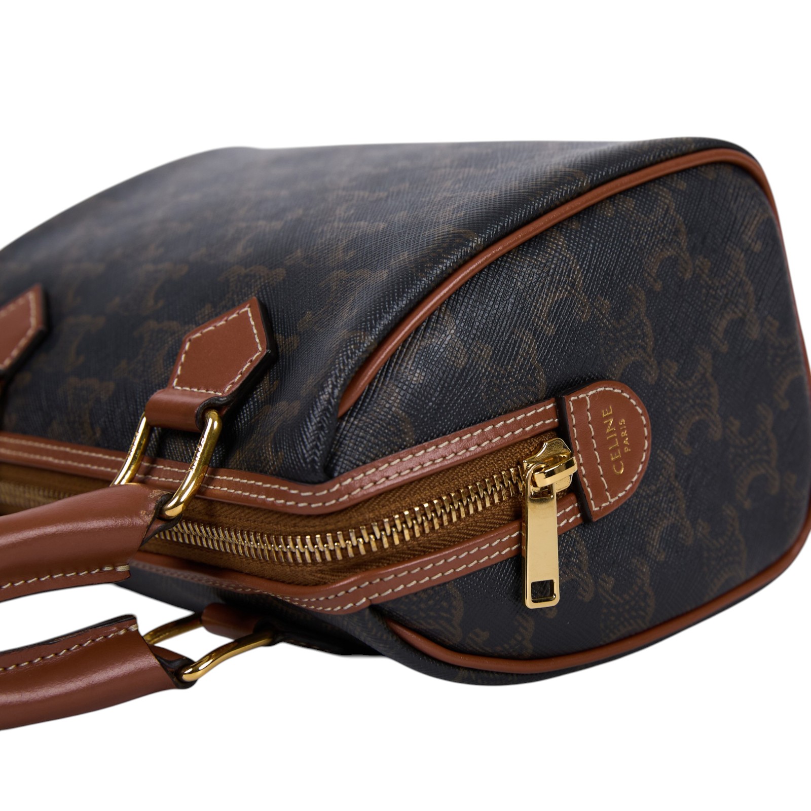 思琳 CELINE 標誌印花 波士頓包 小型 113772CAS 棕凱旋波士頓包 小號 背帶