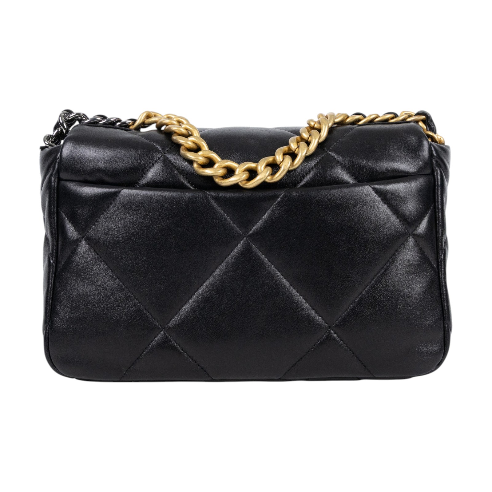 香奈兒 CHANEL 19 口蓋包 菱格紋 金銀鍊帶 手提 肩背包 AS1160 晶片款 黑金19包 26CM 原廠盒子/防塵袋