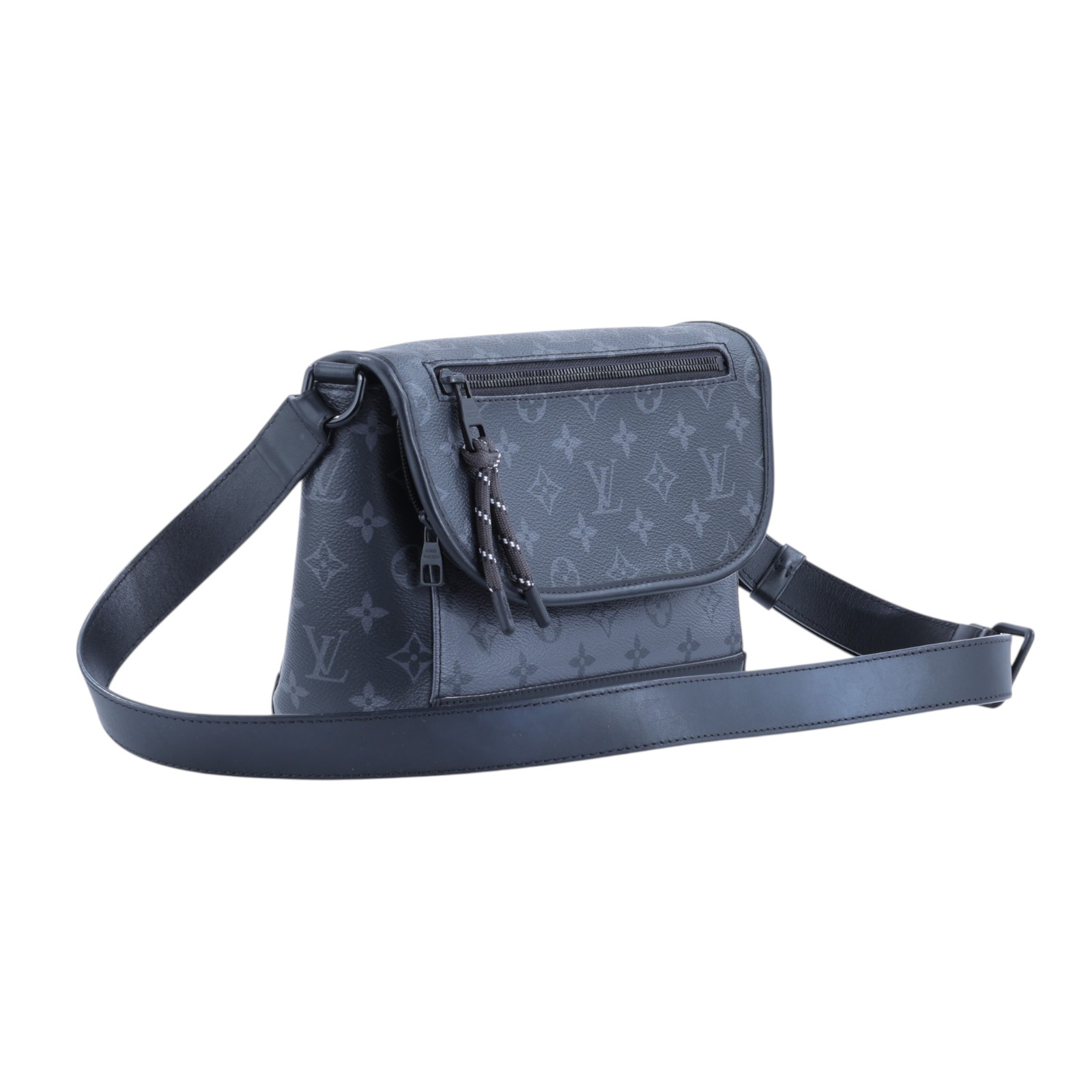 路易威登 LOUIS VUITTON Pulse Messenger 郵差包 斜背包 M12681 晶片款 黑原花PLUSE郵差包 原廠盒子/防塵袋