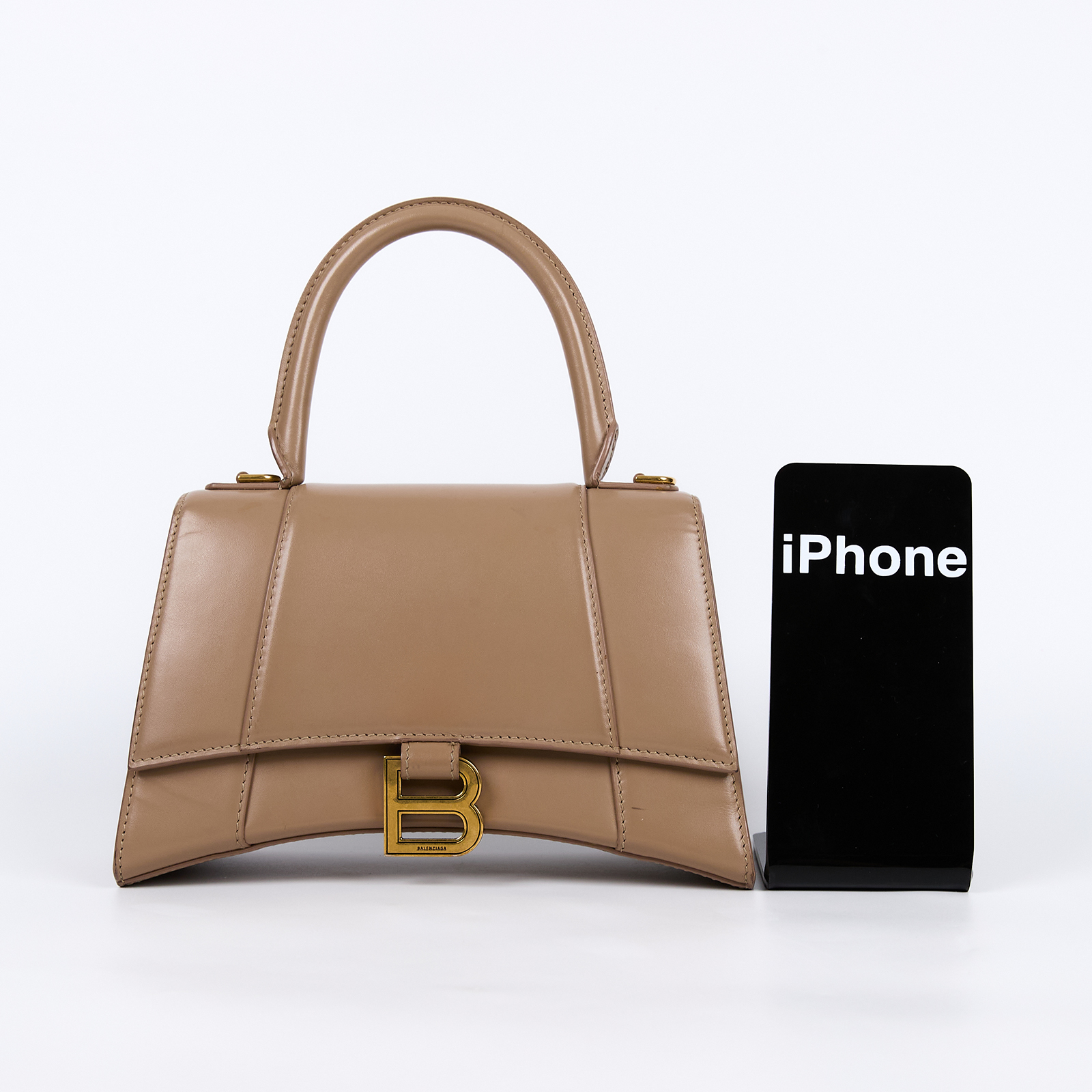 巴黎世家 BALENCIAGA Hourglass 手提包 小型 5935461QJ4M 奶茶沙漏包 背帶
