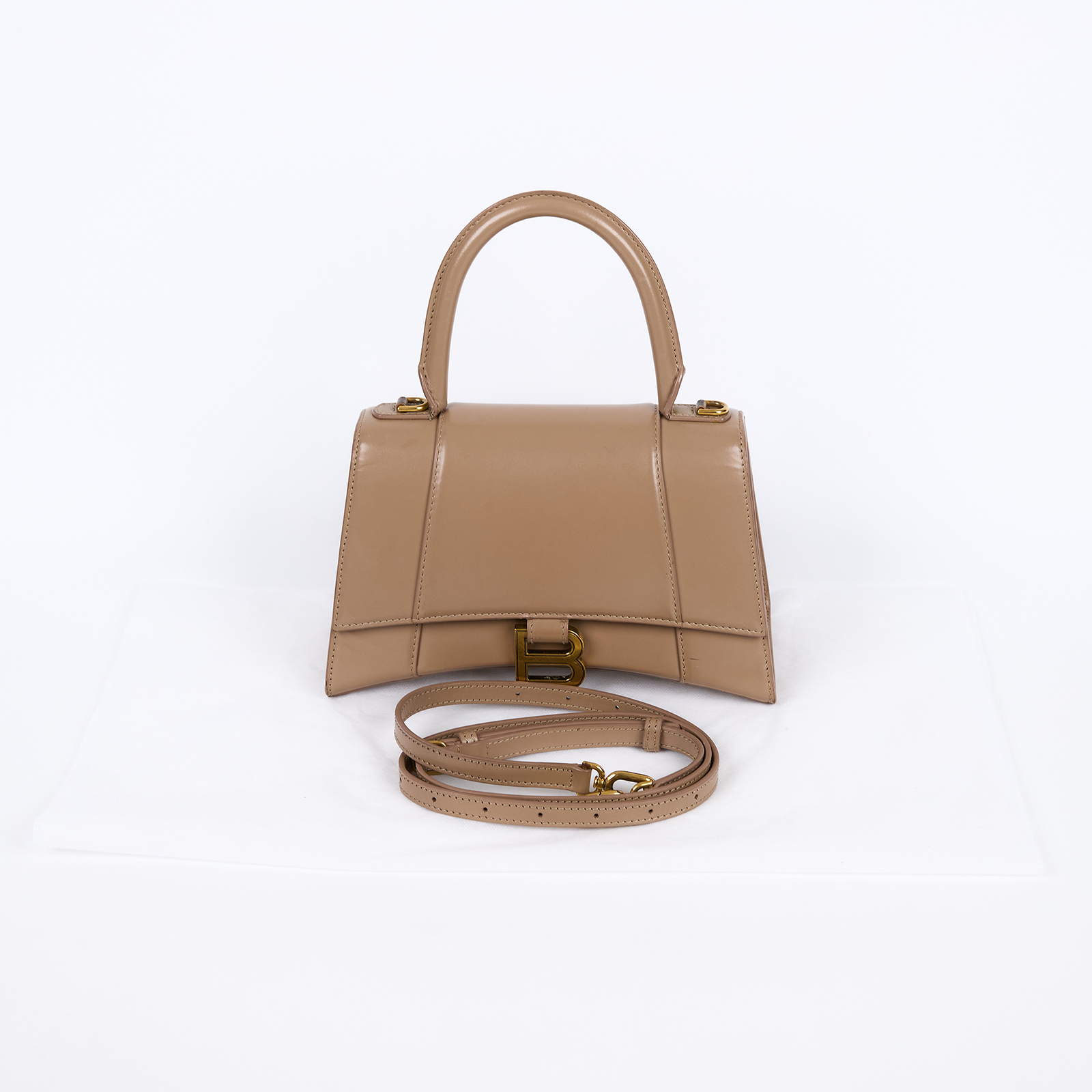 巴黎世家 BALENCIAGA Hourglass 手提包 小型 5935461QJ4M 奶茶沙漏包 背帶