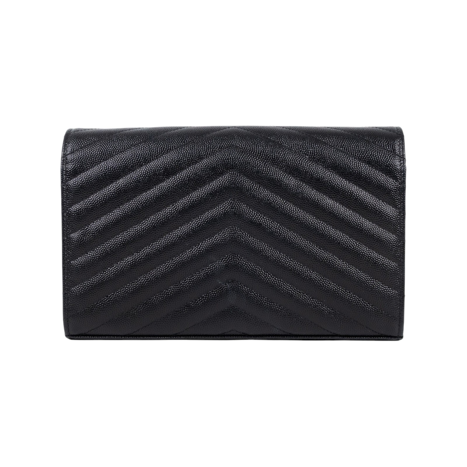 聖羅蘭 YSL SAINT LAURENT Cassandre 經典粒面皮革 鏈條 錢包 金色五金 377828BOW01 黑金魚子醬WOC 無附屬品