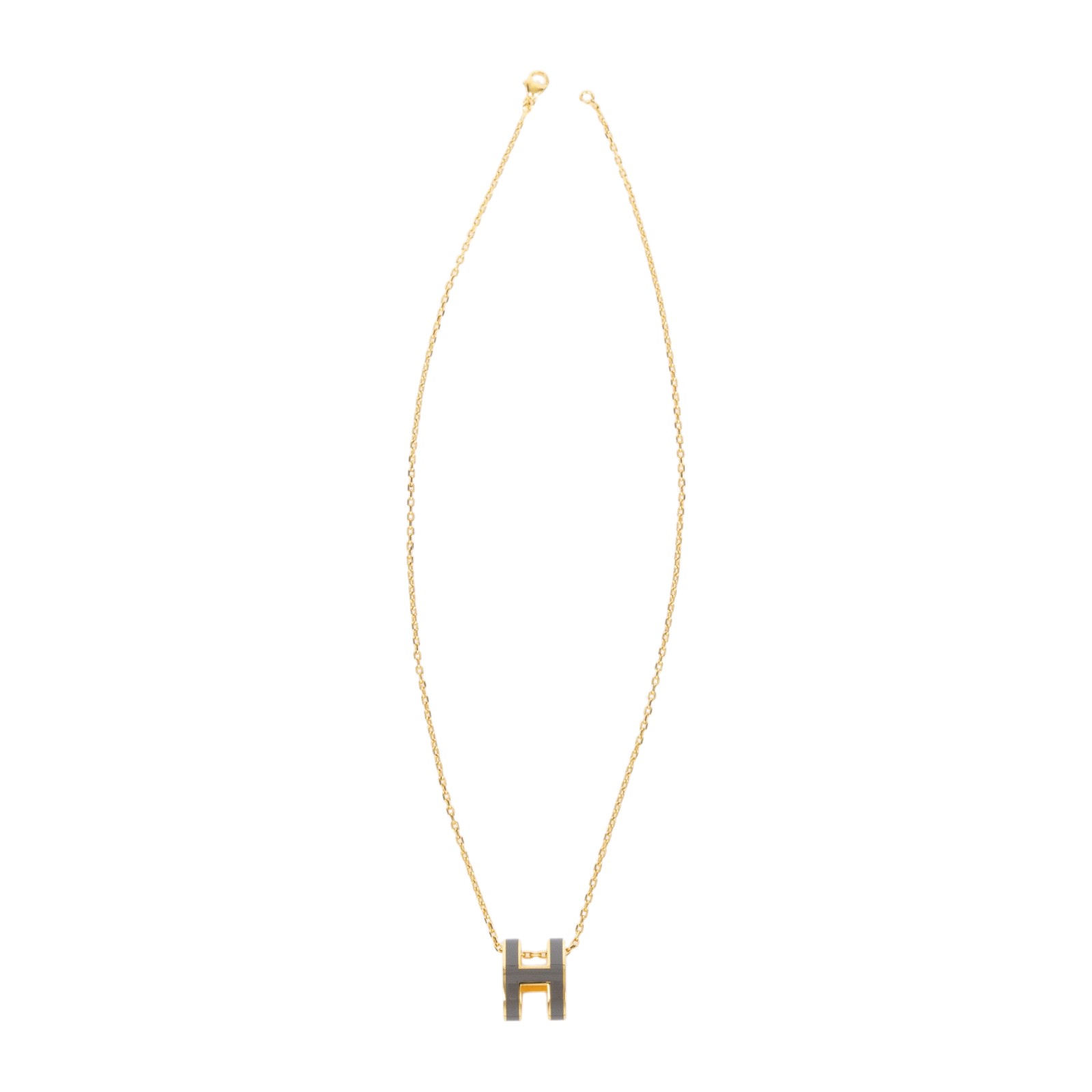 愛馬仕 Hermes Pop H 墜飾 POPHP ST0168 栗子灰POP H項鍊 原廠盒子/防塵袋