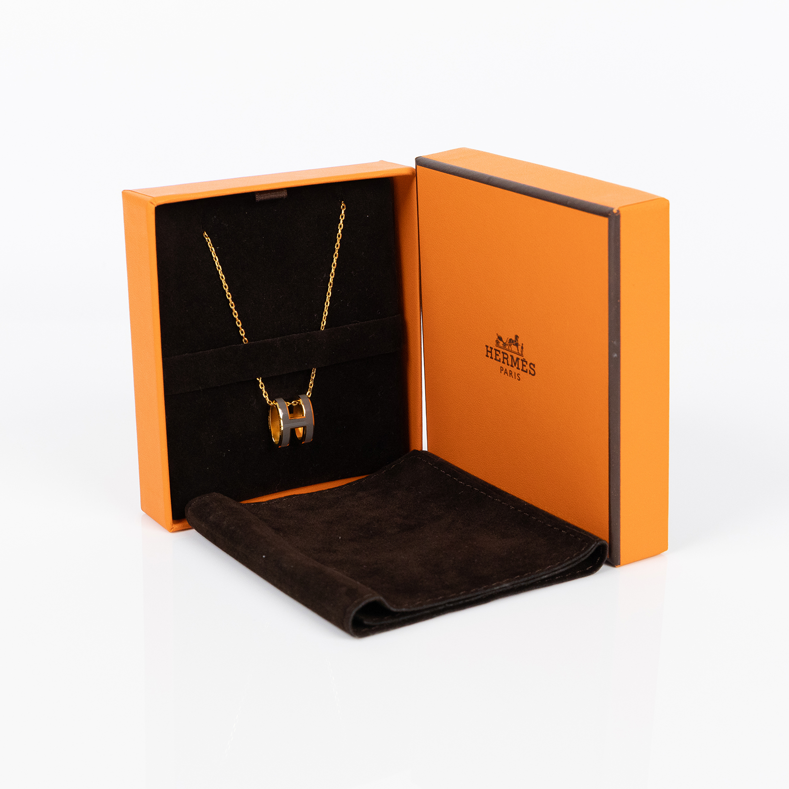 愛馬仕 Hermes Pop H 墜飾 POPHP ST0168 栗子灰POP H項鍊 原廠盒子/防塵袋
