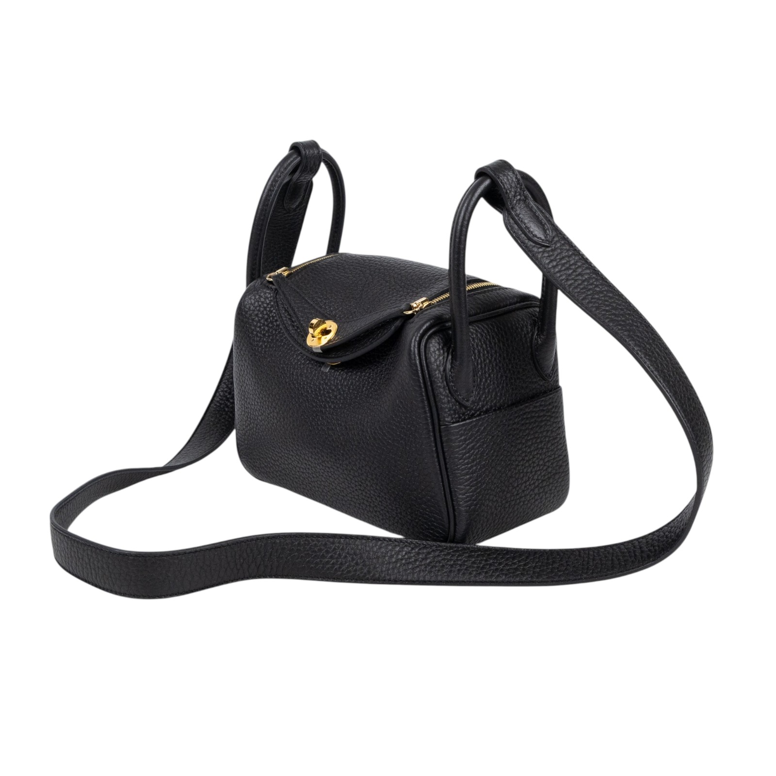 愛馬仕 Hermes Lindy 琳迪包 迷你 黑色 金色五金 H079086CC89 B H079086cc89 黑金LINDY MINI 防塵袋/購買證明