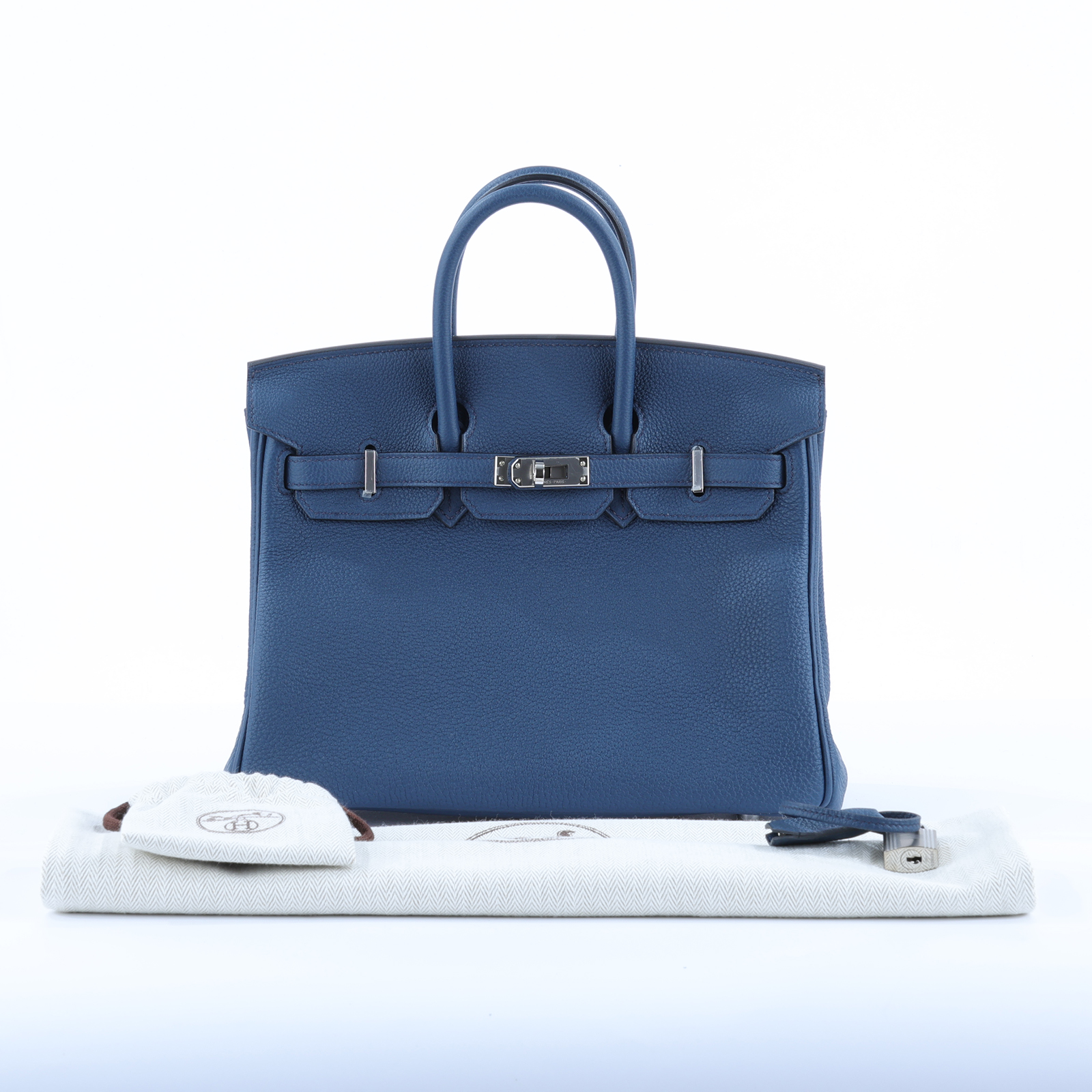 愛馬仕 Hermes Birkin Bag 柏金包 25 BK25 B 普魯士藍銀扣BIRKIN25 防塵袋/鎖組