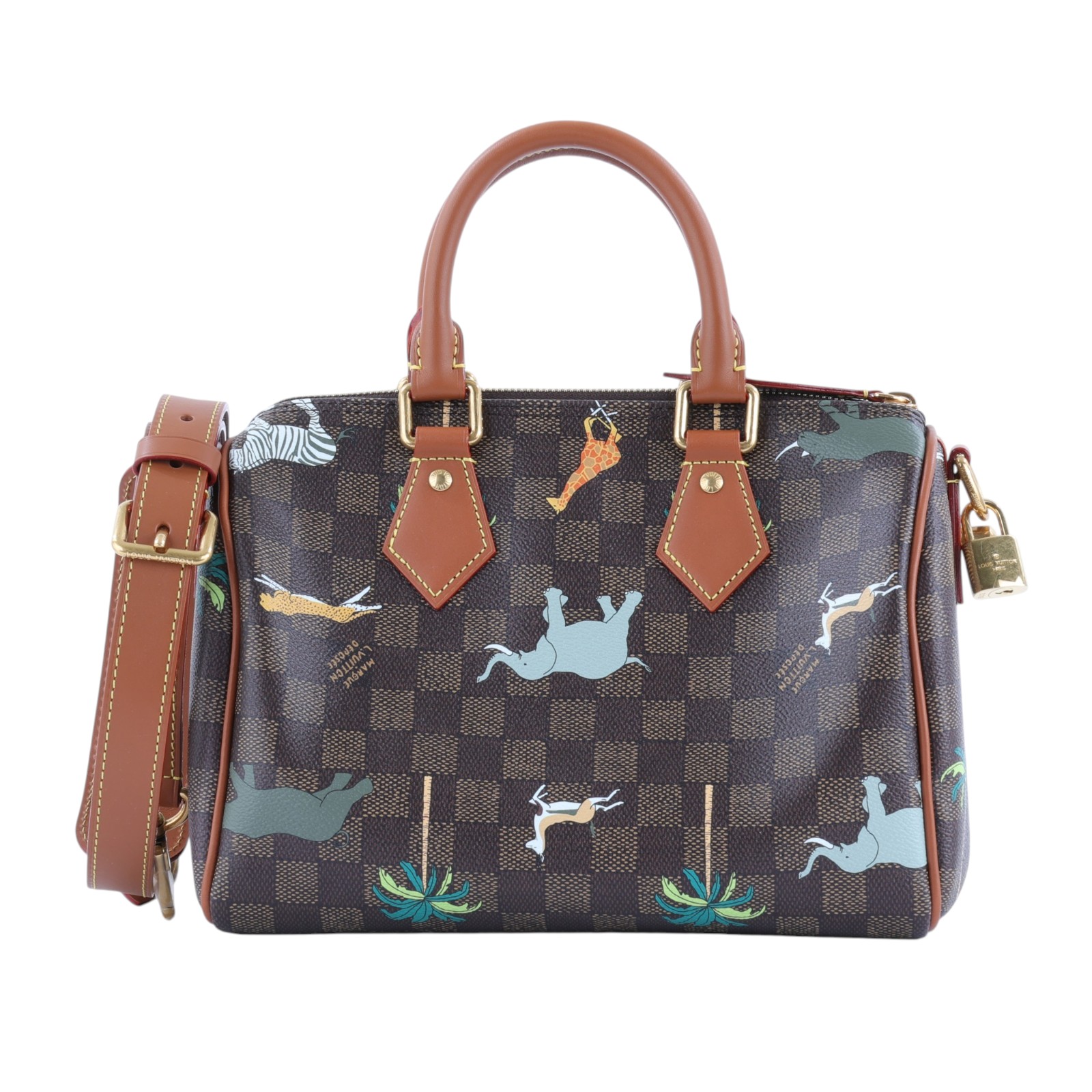 路易威登 LOUIS VUITTON Speedy 25 Bandoulière x The Darjeeling Limited 手提包 肩背包 N40857 晶片款  防塵袋/背帶/鎖組