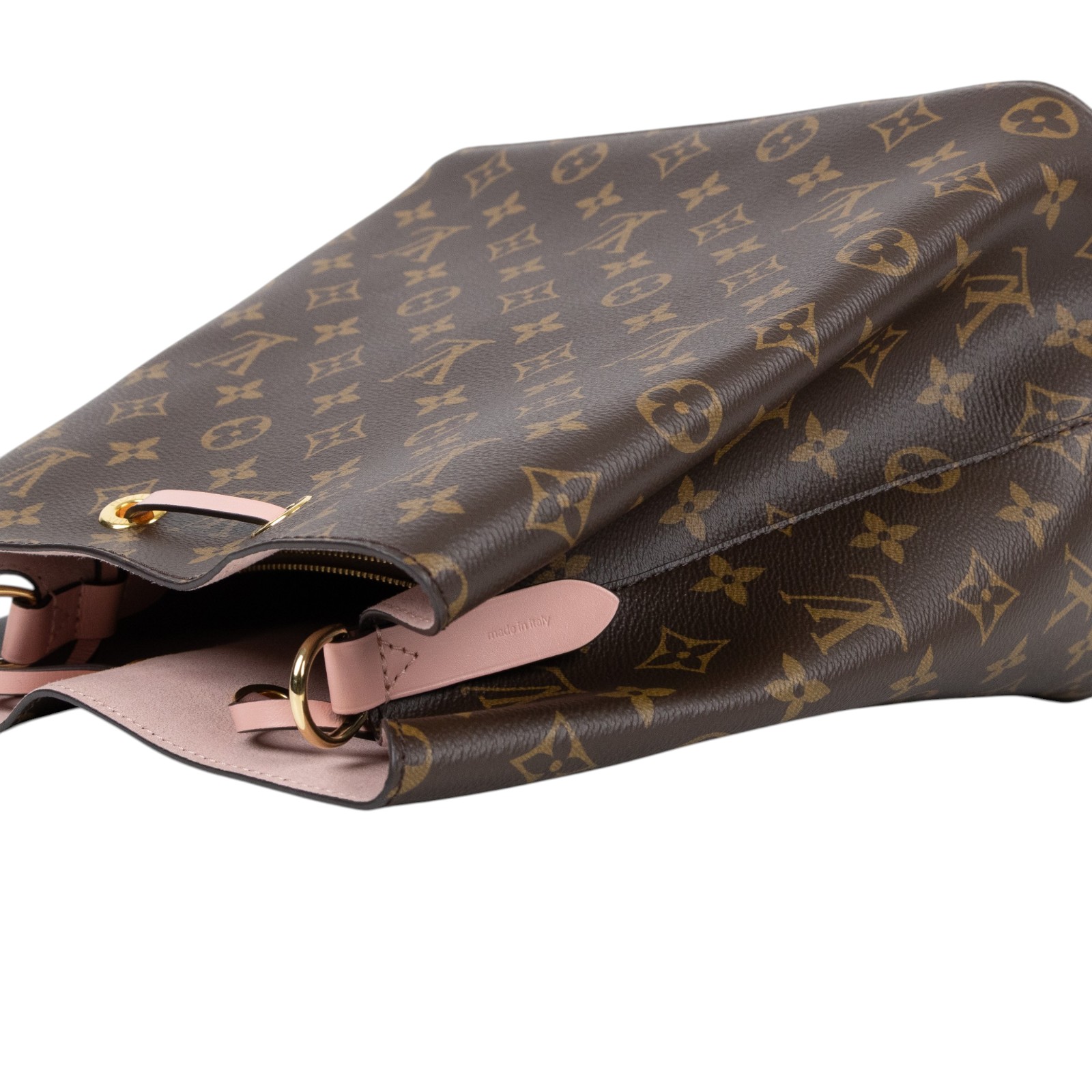 路易威登 LOUIS VUITTON NéoNoé MM 經典帆布 肩背 水桶包 粉紅色 M44022 原花拼粉NEONOE 背帶