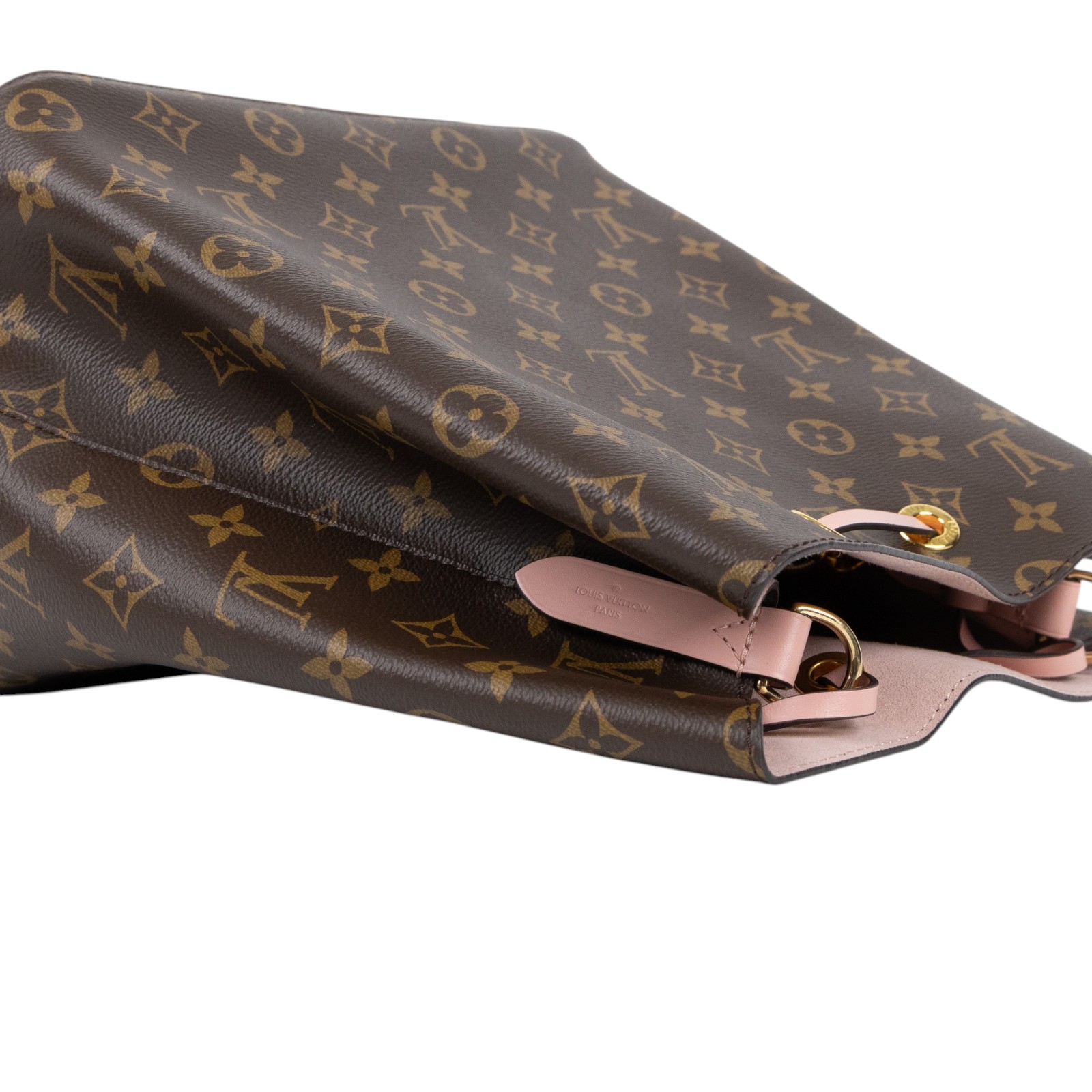 路易威登 LOUIS VUITTON NéoNoé MM 經典帆布 肩背 水桶包 粉紅色 M44022 原花拼粉NEONOE 背帶