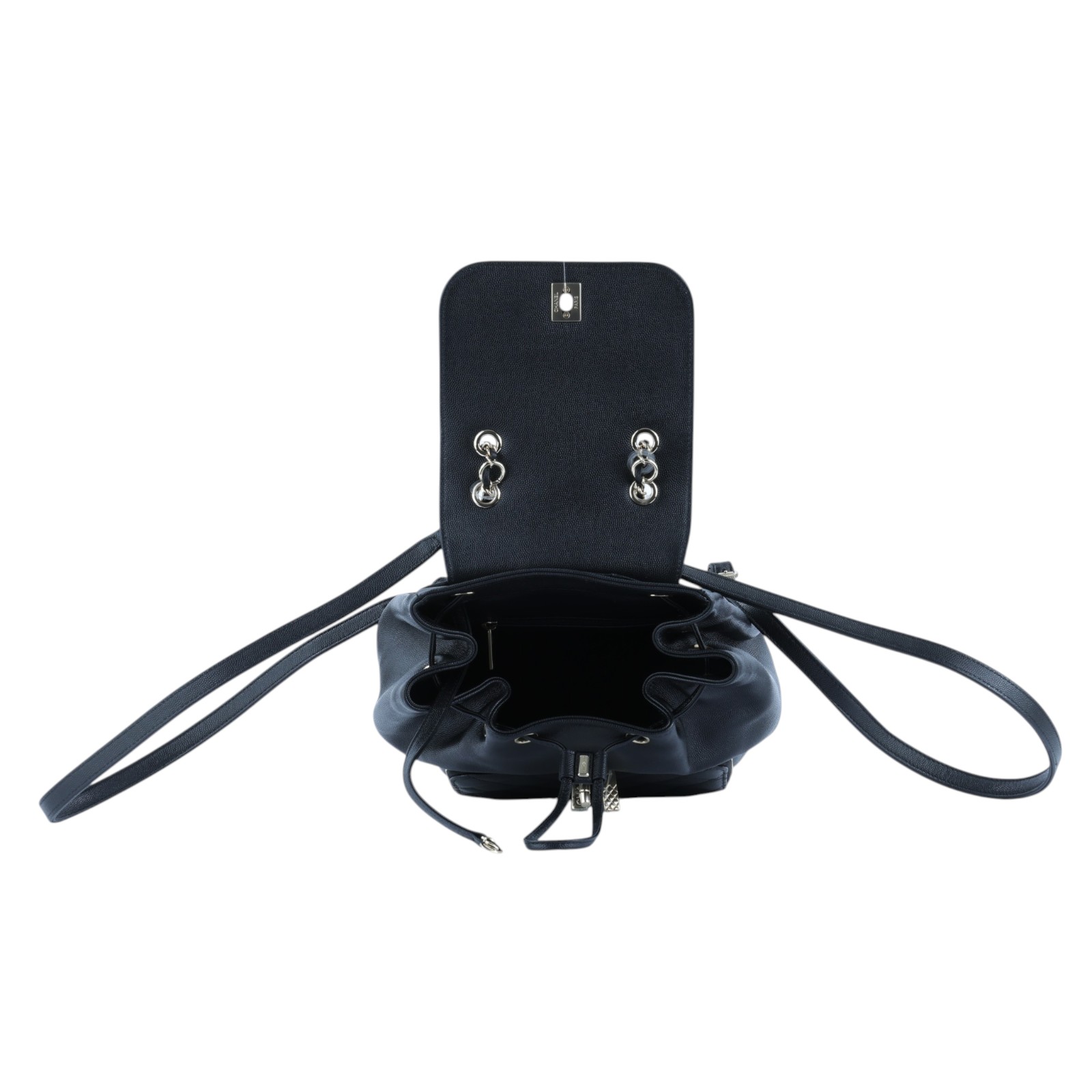 香奈兒 CHANEL Duma 後背包 A93748 25開 黑金荔枝口蓋後背包 原廠盒子/防塵袋/保證卡