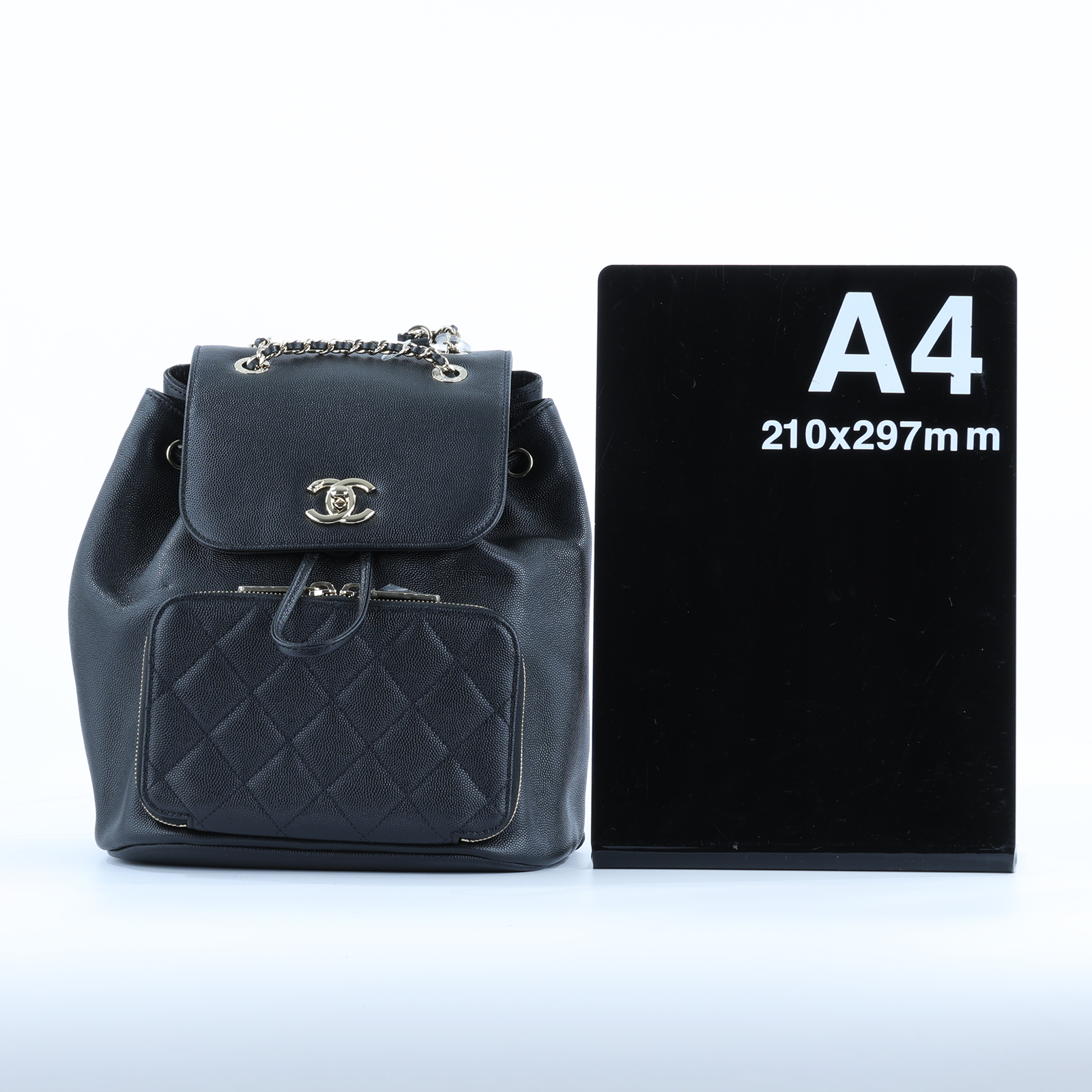 香奈兒 CHANEL Duma 後背包 A93748 25開 黑金荔枝口蓋後背包 原廠盒子/防塵袋/保證卡