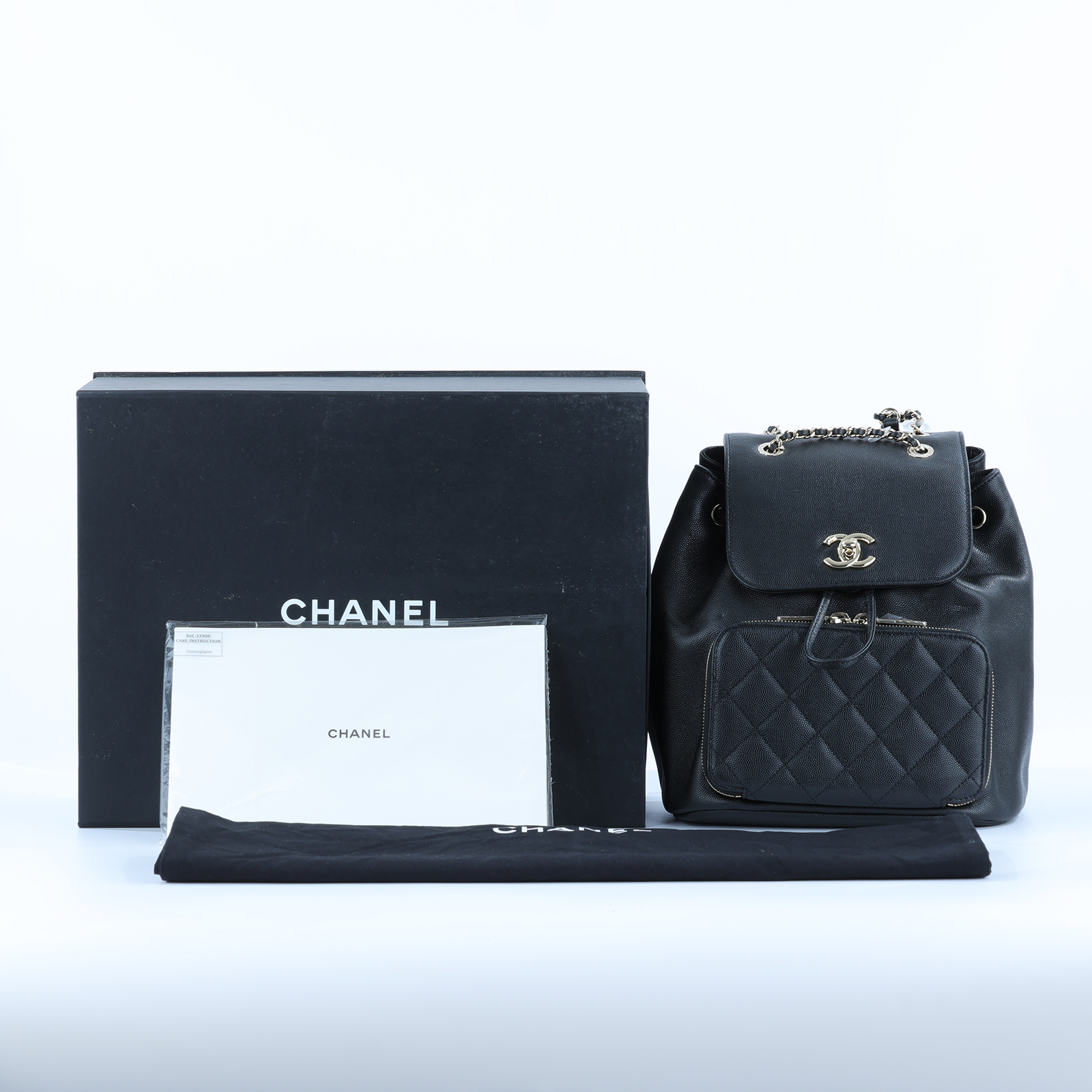 香奈兒 CHANEL Duma 後背包 A93748 25開 黑金荔枝口蓋後背包 原廠盒子/防塵袋/保證卡