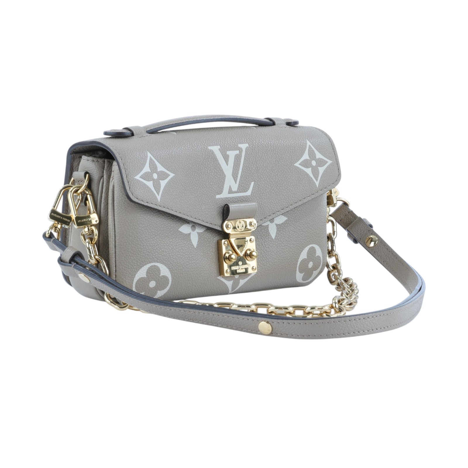 路易威登 LOUIS VUITTON Pochette Métis East West 鏈條 郵差包 腋下單肩包 斑鳩色 奶油色 M23081 晶片款  原廠盒子/防塵袋/背帶/鍊帶