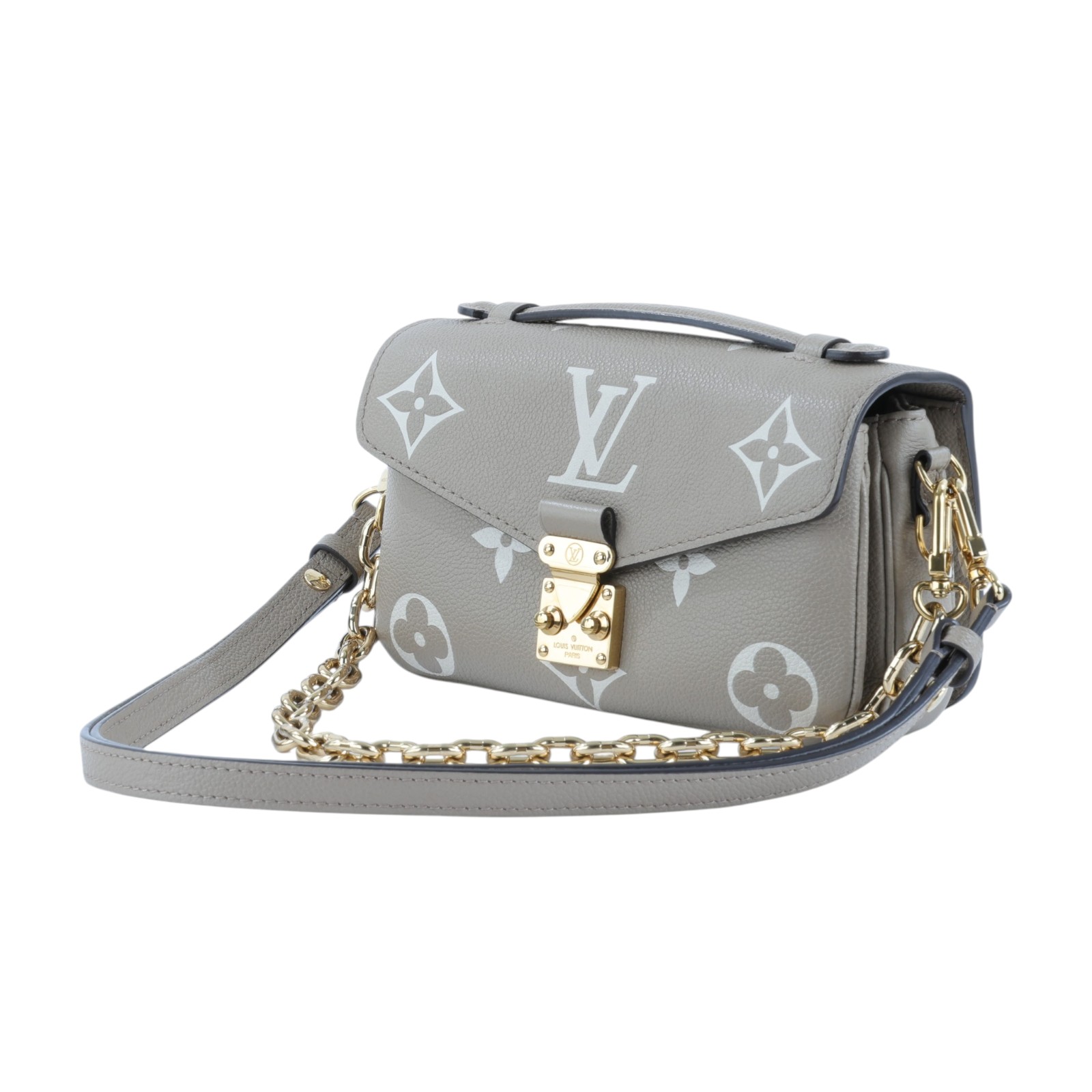 路易威登 LOUIS VUITTON Pochette Métis East West 鏈條 郵差包 腋下單肩包 斑鳩色 奶油色 M23081 晶片款  原廠盒子/防塵袋/背帶/鍊帶