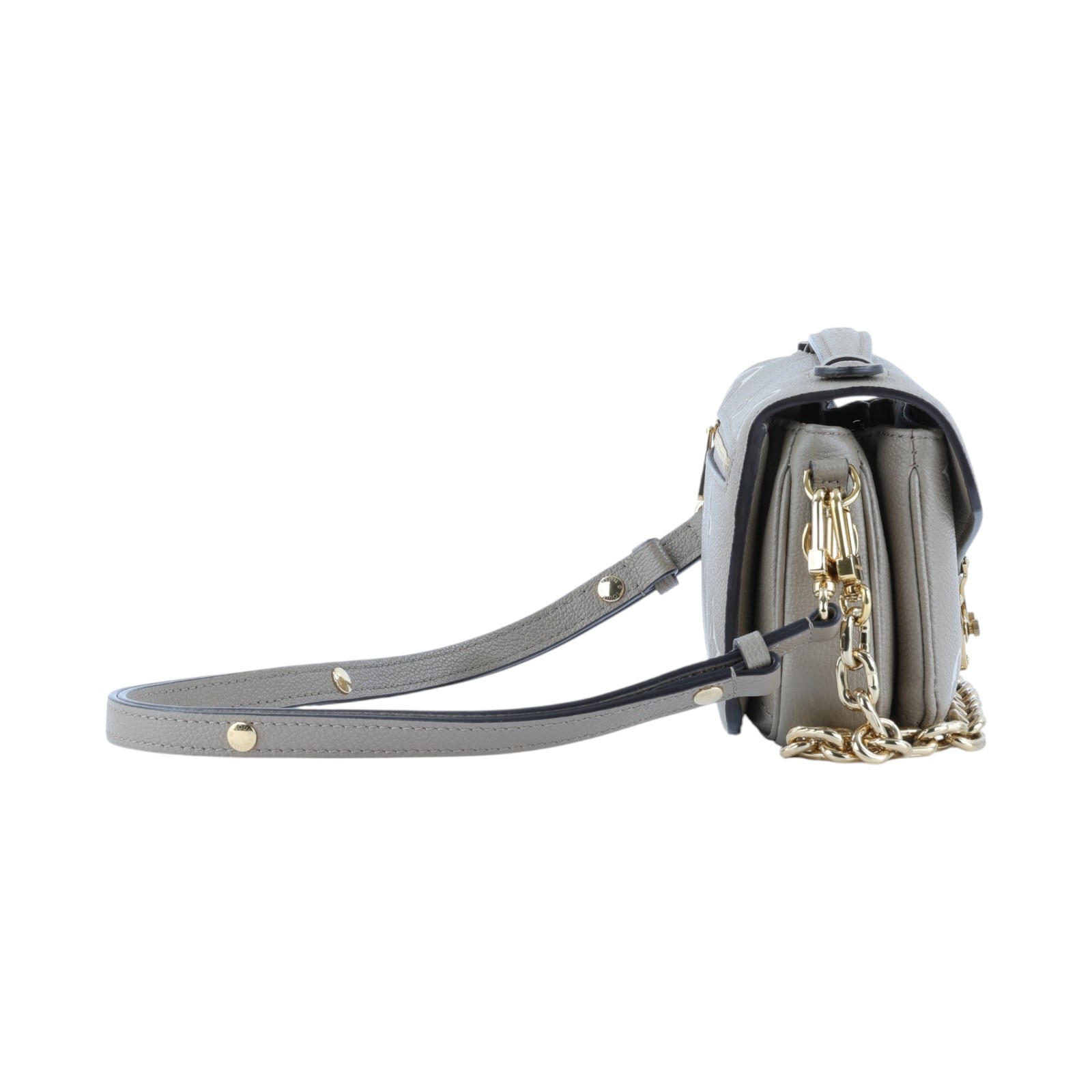 路易威登 LOUIS VUITTON Pochette Métis East West 鏈條 郵差包 腋下單肩包 斑鳩色 奶油色 M23081 晶片款  原廠盒子/防塵袋/背帶/鍊帶