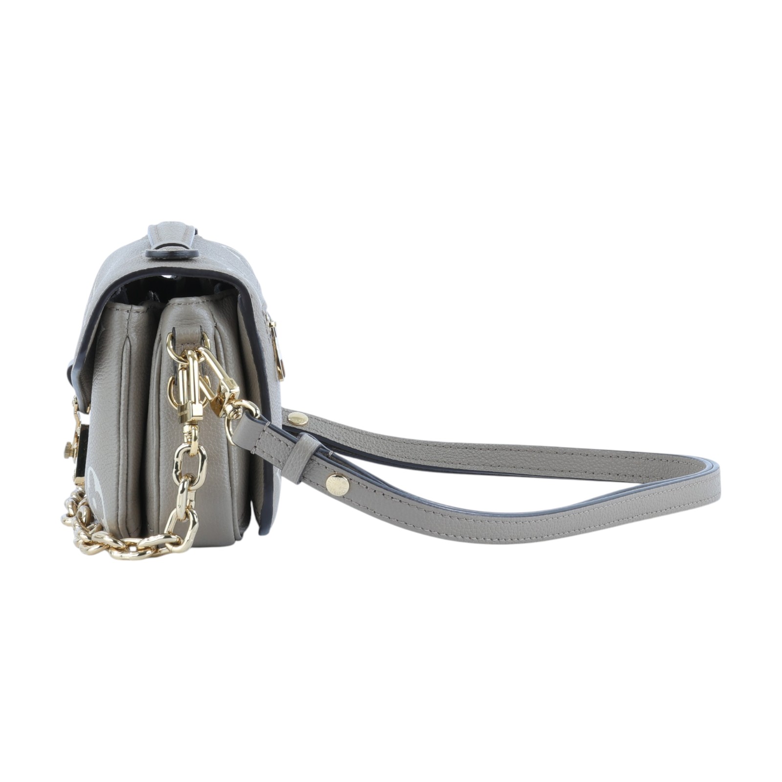 路易威登 LOUIS VUITTON Pochette Métis East West 鏈條 郵差包 腋下單肩包 斑鳩色 奶油色 M23081 晶片款  原廠盒子/防塵袋/背帶/鍊帶