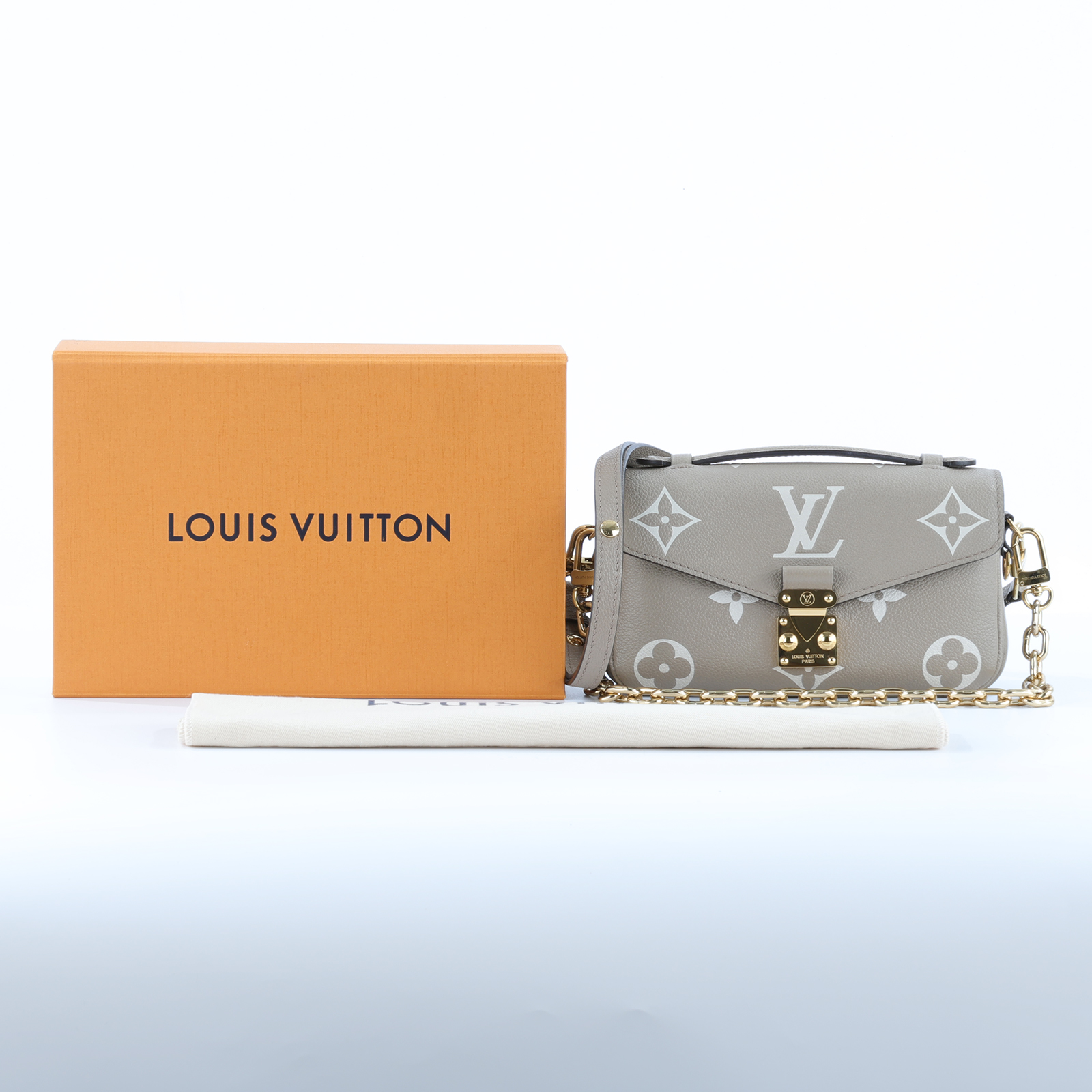 路易威登 LOUIS VUITTON Pochette Métis East West 鏈條 郵差包 腋下單肩包 斑鳩色 奶油色 M23081 晶片款  原廠盒子/防塵袋/背帶/鍊帶