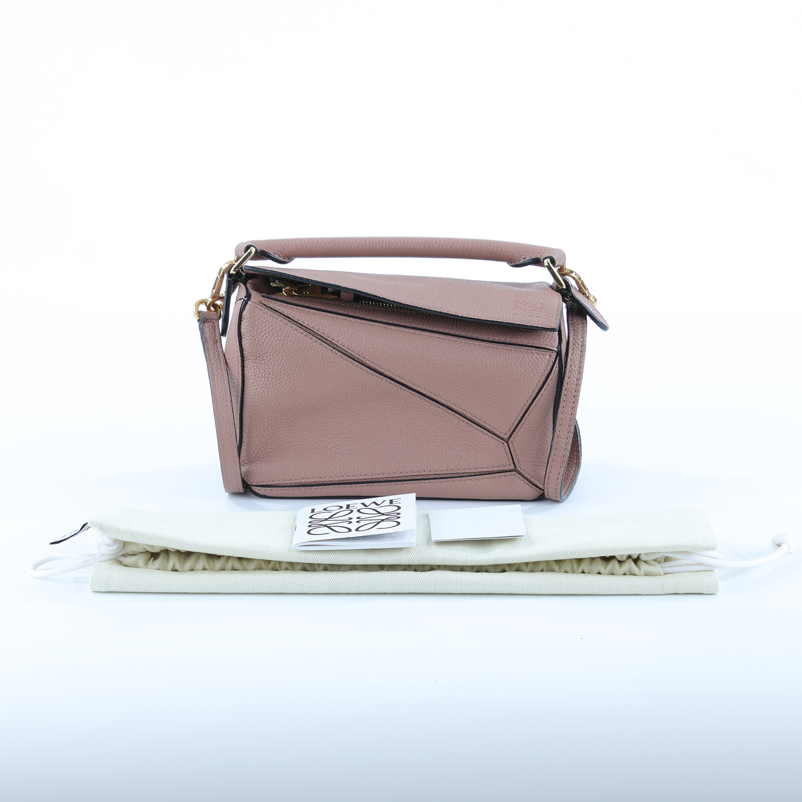 羅意威 LOEWE Small Puzzle bag 斜背包 A510S21X67 DARK BLUSH MINI PUZZLE 防塵袋/背帶