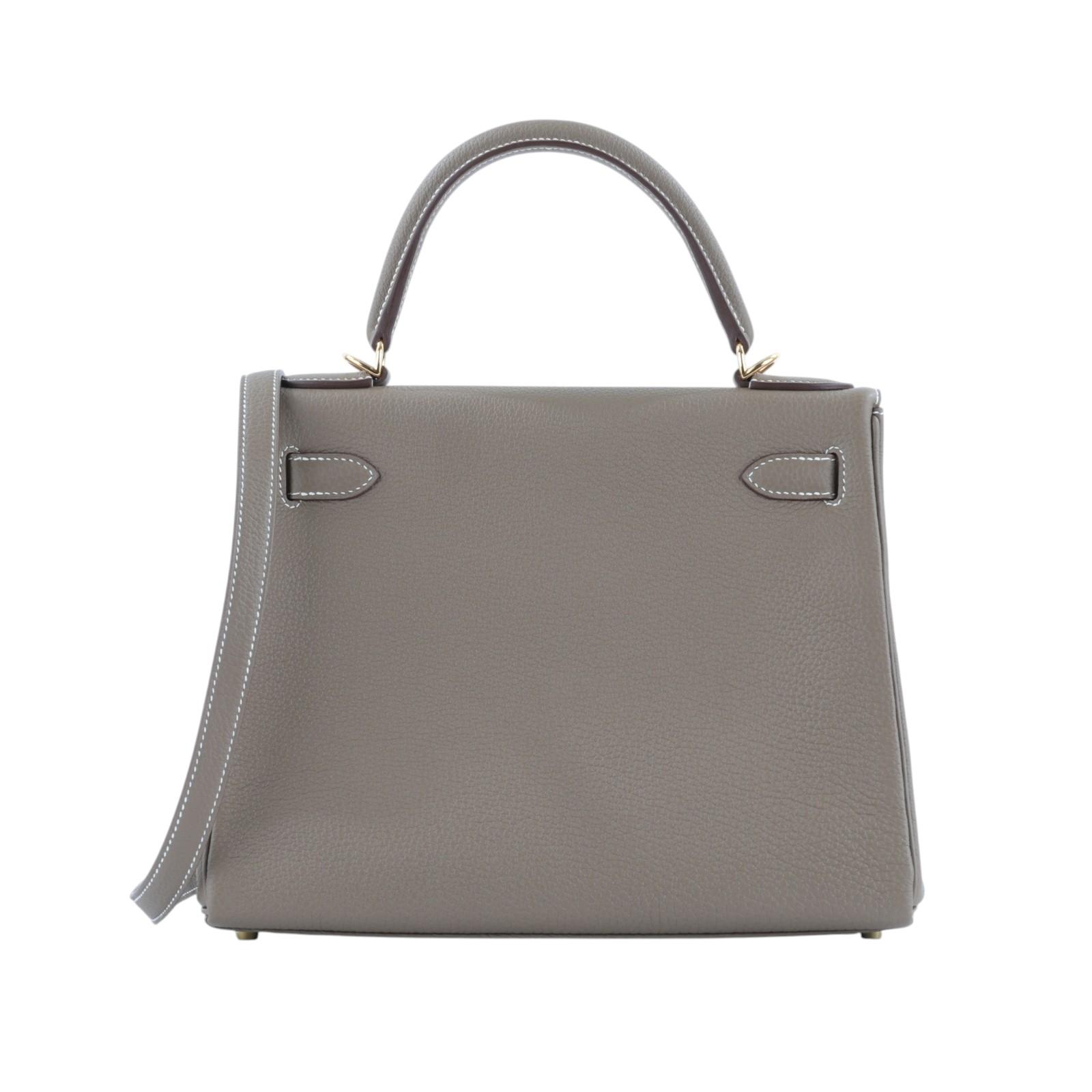 愛馬仕 Hermes Kelly Bag 凱莉包 28 金色五金 大象灰 H027630CC18 /U刻  原廠盒子/防塵袋/背帶/鎖組/雨衣