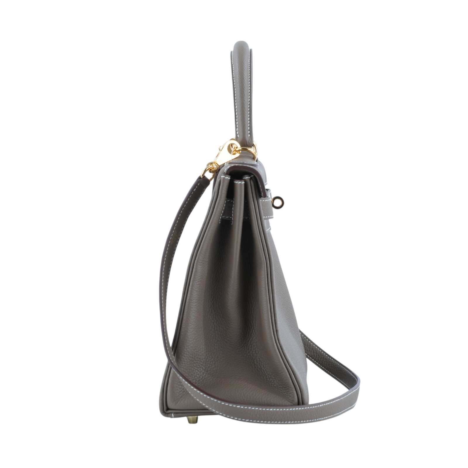 愛馬仕 Hermes Kelly Bag 凱莉包 28 金色五金 大象灰 H027630CC18 /U刻  原廠盒子/防塵袋/背帶/鎖組/雨衣