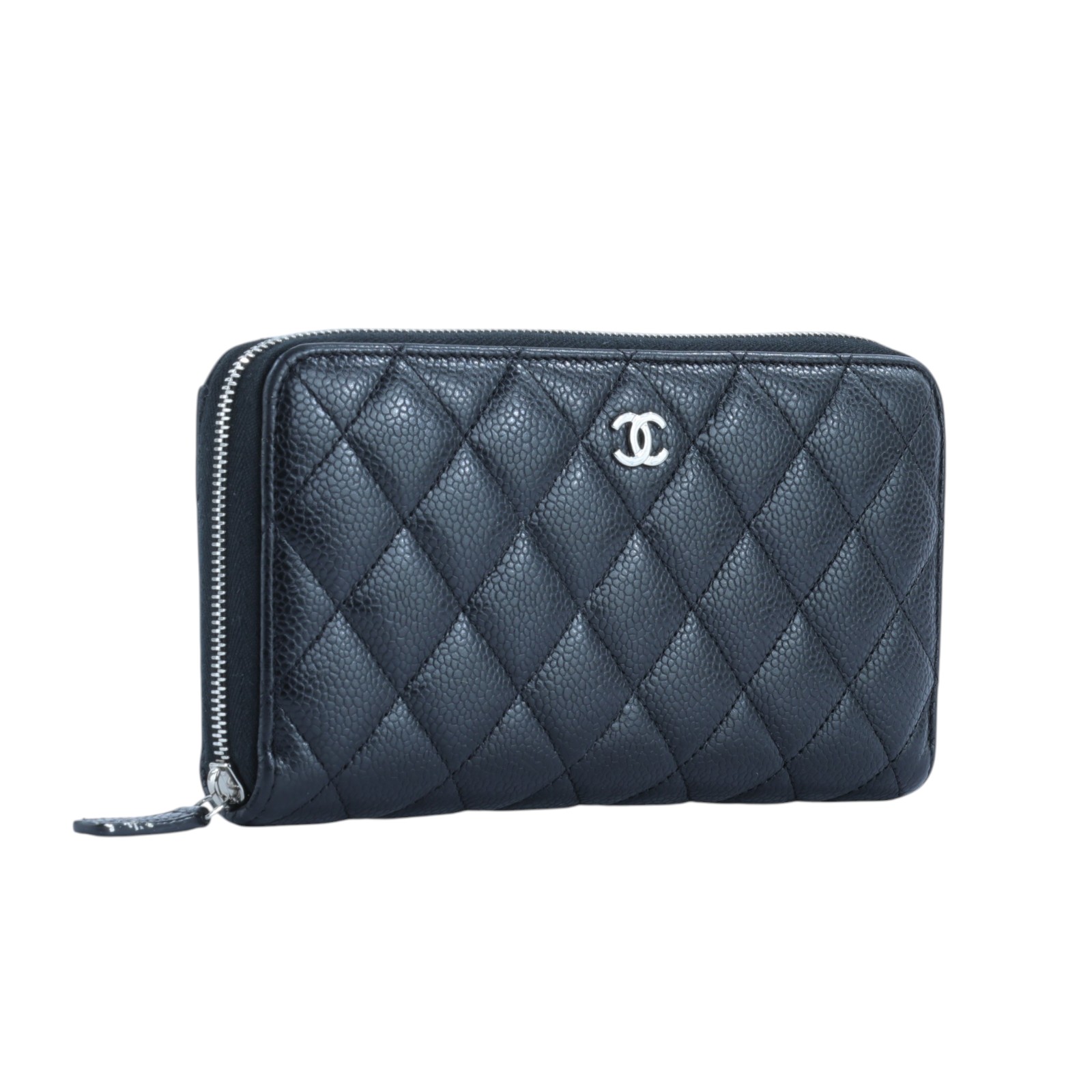 香奈兒 CHANEL CC LOGO 經典拉鍊長夾 粒紋小牛皮 AP0242 晶片款 黑荔枝拉鍊長夾 無附屬品